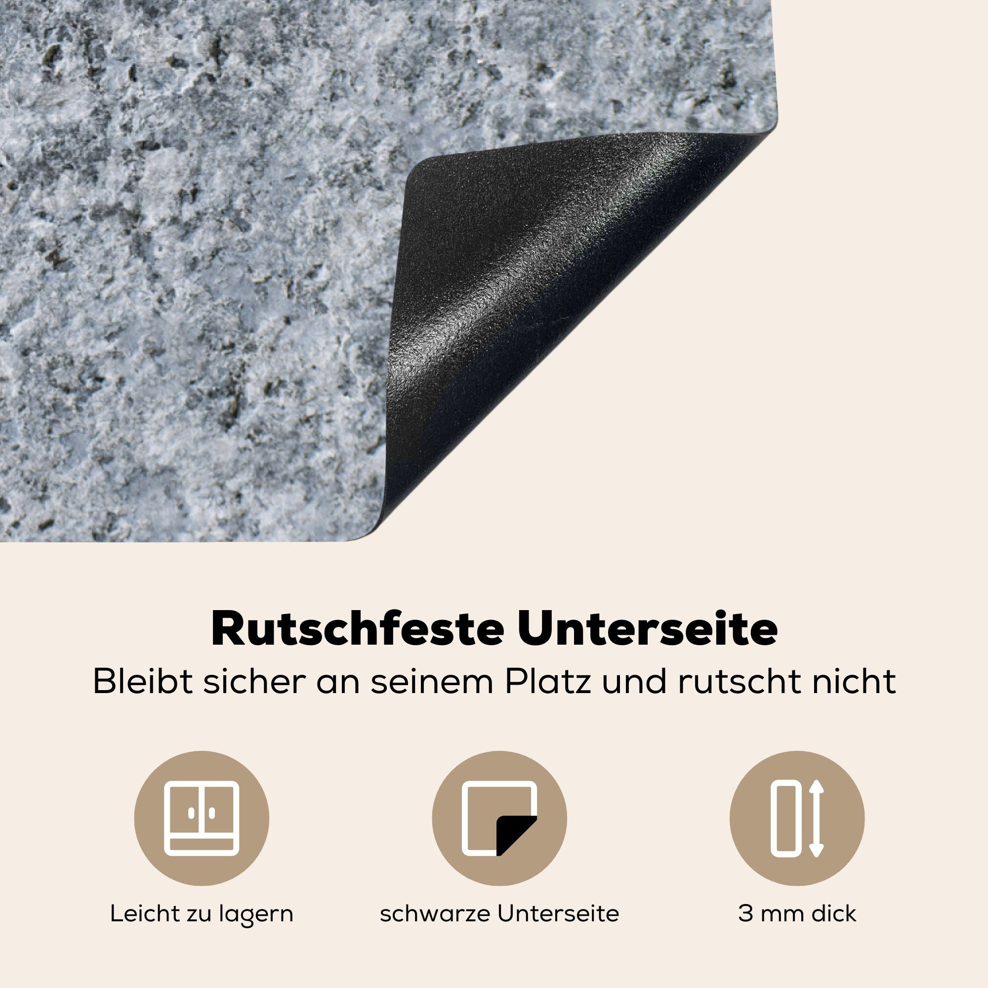 die küche, Granit Ceranfeldabdeckung - - Muster für Induktionskochfeld Stein Schutz MuchoWow cm, - Design 81x52 - tlg), Vinyl, (1 Grau, Herdblende-/Abdeckplatte