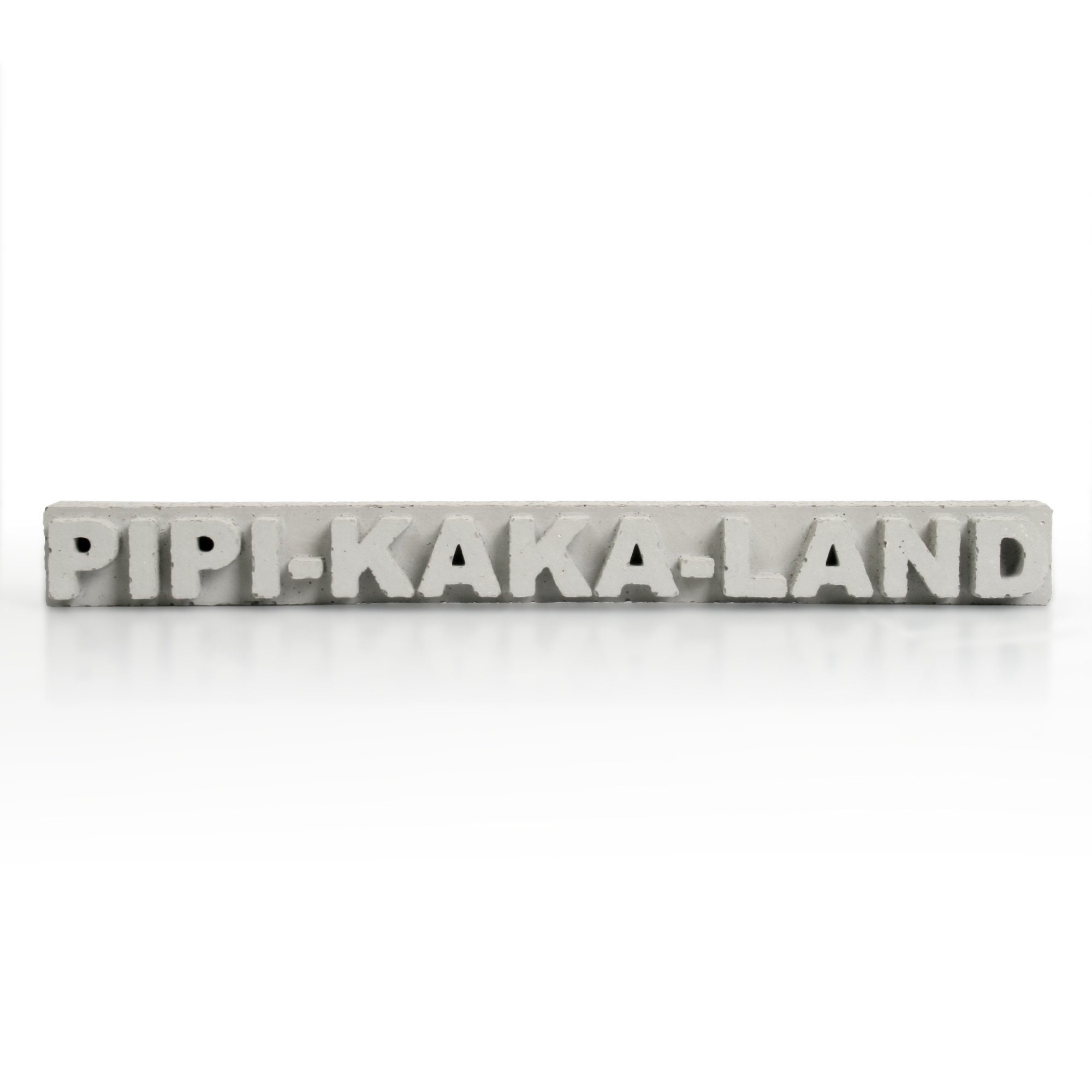 Deko-Schriftzug Dekorativer AUFSTELLER „PIPI-KAKA-LAND“ handgegossen aus Beton