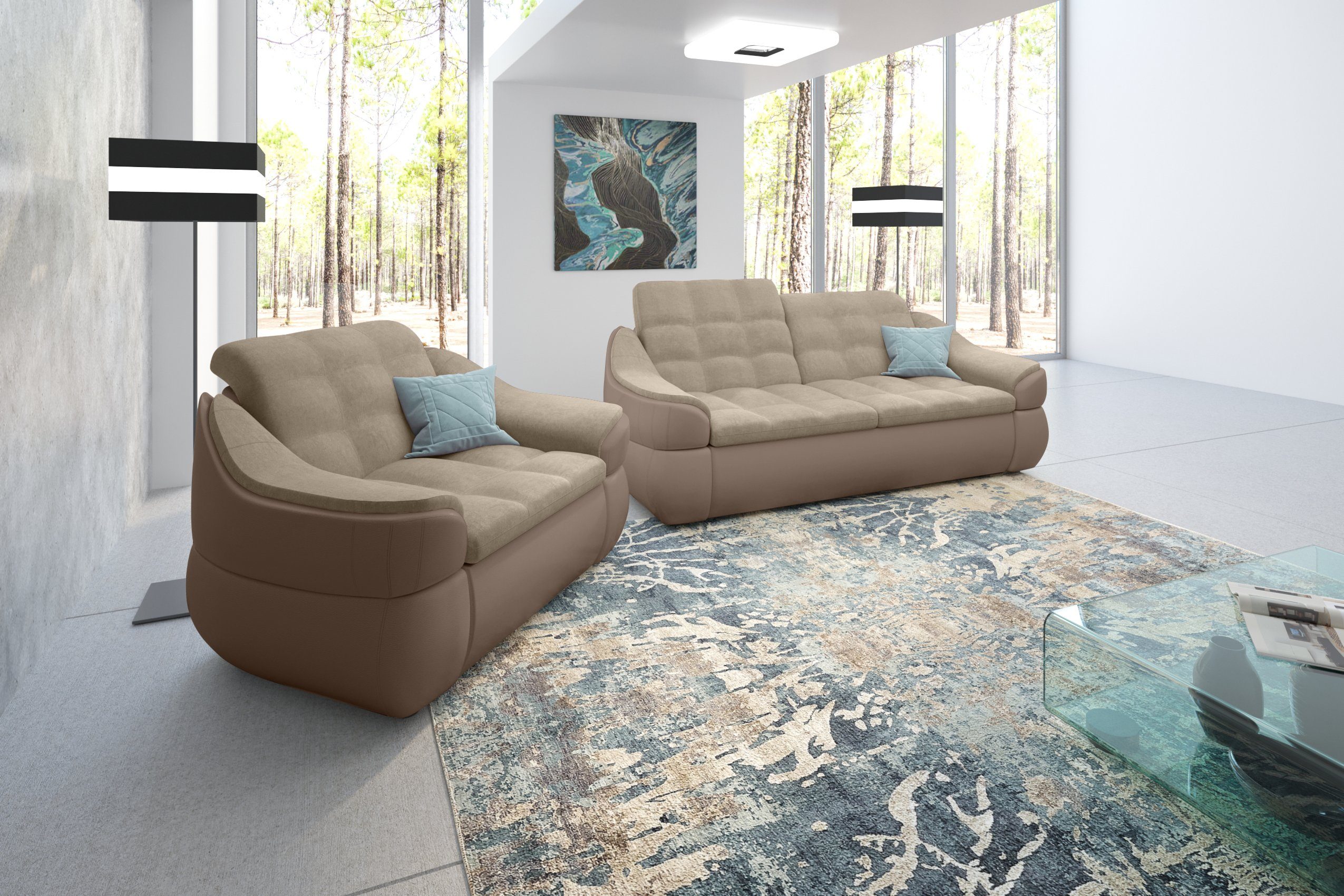 made Modern (2-tlg), und Alisa, bestehend Polstergarnitur Design, Sessel, aus in Europa 2-Sitzer Stylefy (Set Sofa