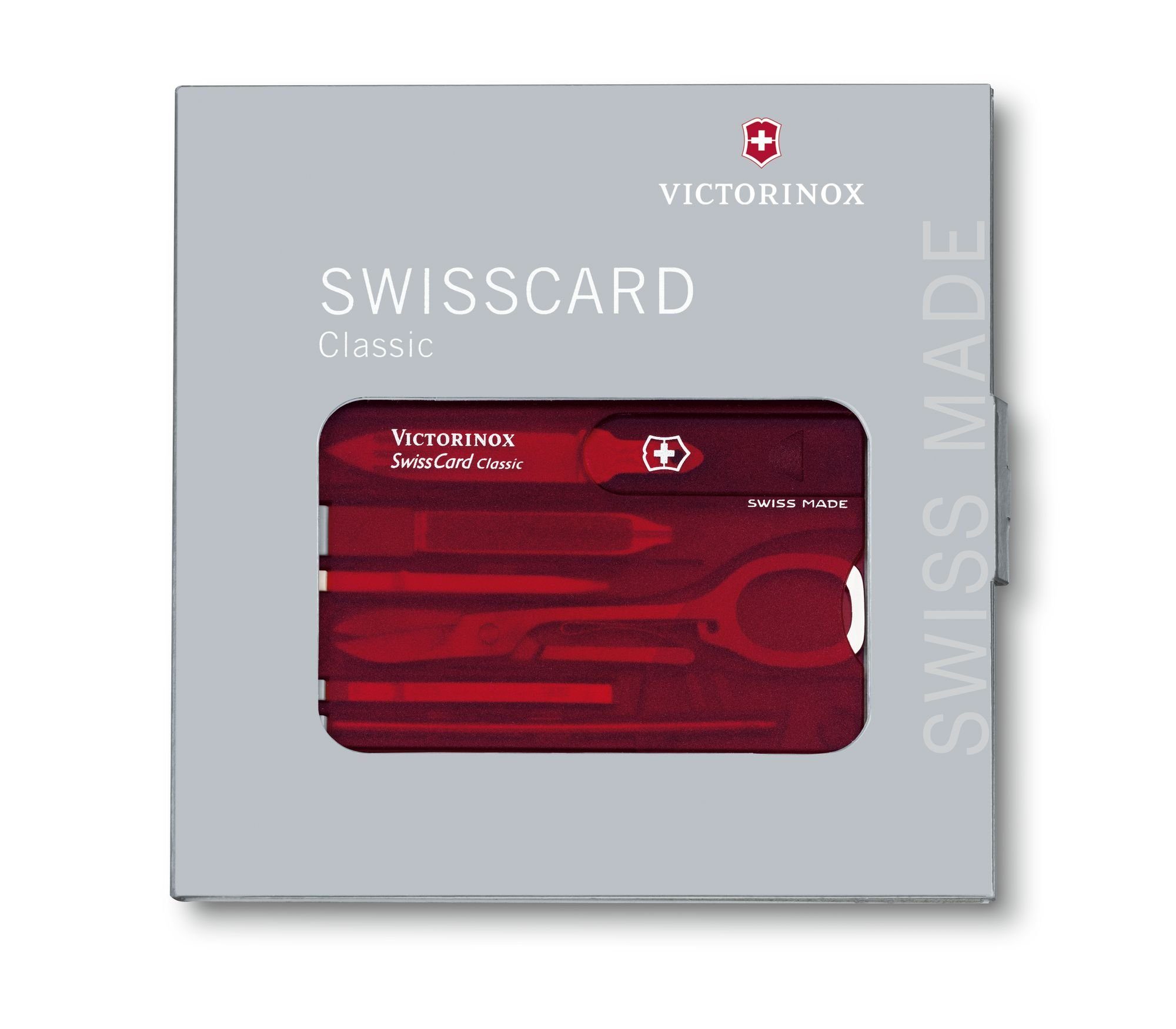 SwissCard Classic 10 Victorinox Schere Funktionen 0.7100.T Taschenmesser rot