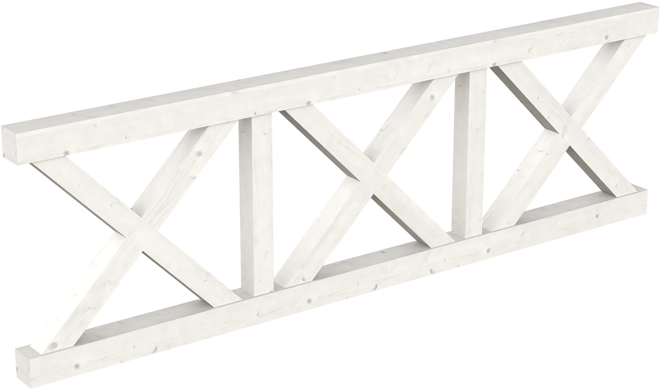 Skanholz Brüstungsgeländer Andreaskreuz, 270 cm Länge, 84 cm Höhe, für die Front