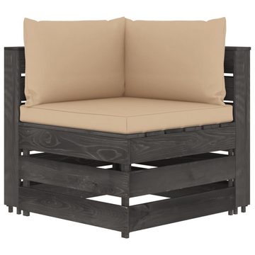 vidaXL Gartenlounge-Set 4-Sitzer Outdoor-Sofa mit Kissen Grau Imprägniertes Holz