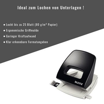 LEITZ Lochstanzer NeXXt Bürolocher für 25 Blatt, Locher fürA4, A5, A6