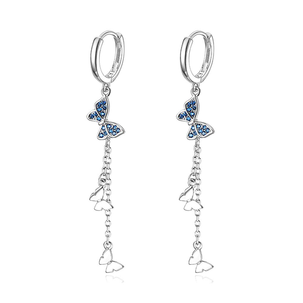 POCHUMIDUU Paar Ohrhänger 925 Sterling Silber Schmetterling Ohrringe für Frauen Teenager Mädchen