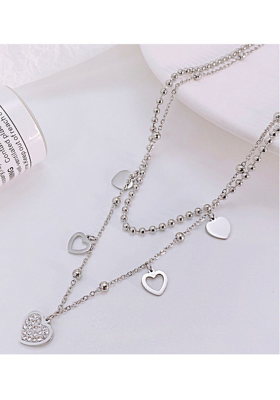 Firetti Kette mit Anhänger Schmuck Geschenk Hearts Charm, mit Zirkonia (synth)