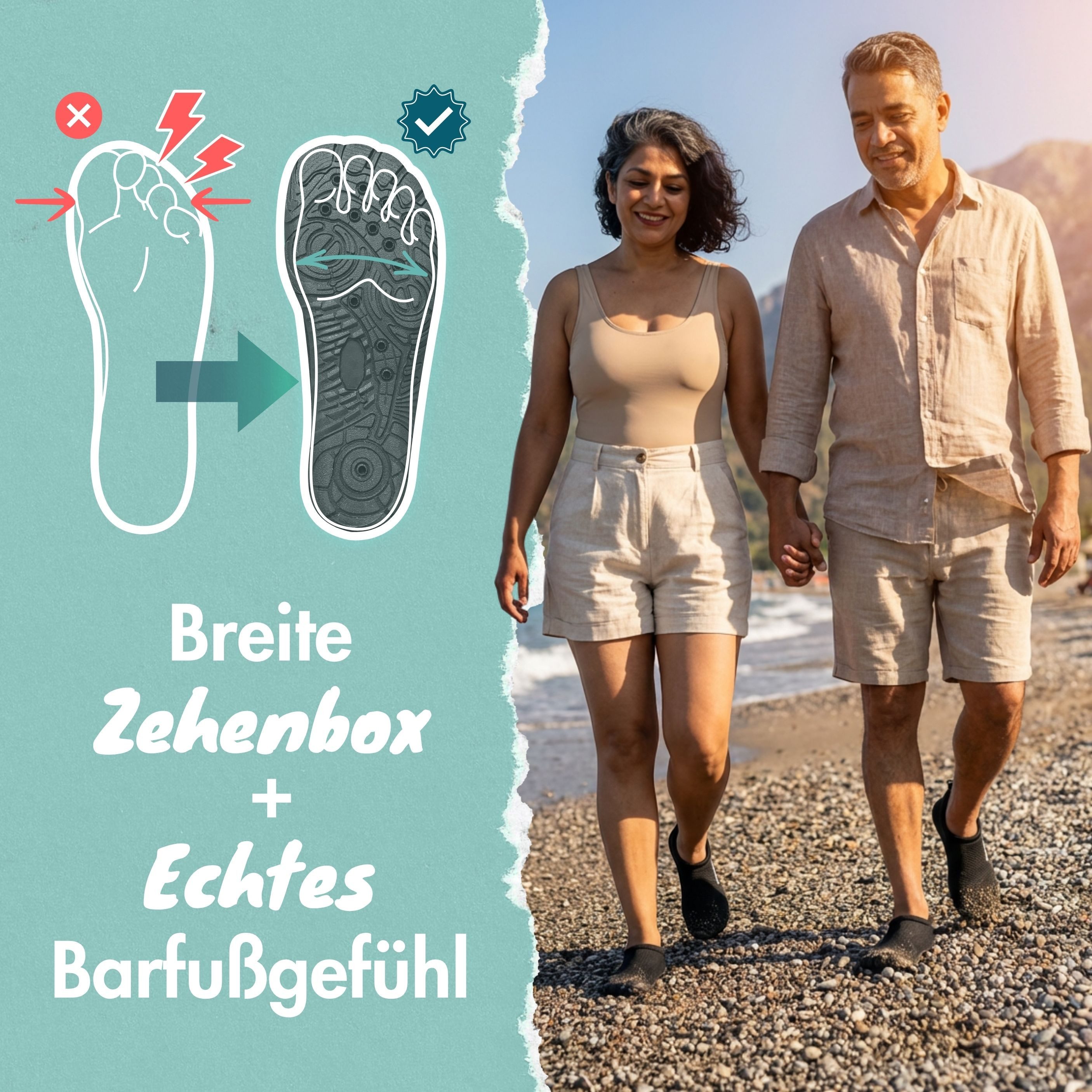 Momevo WaterMates Badeschuhe Damen & Herren – Aquaschuhe rutschfest Badeschuh