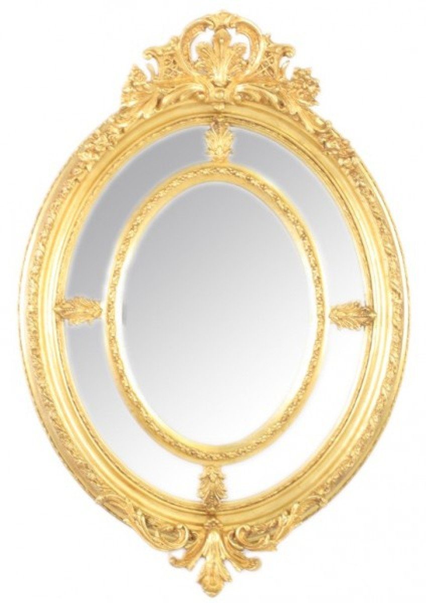 Casa Padrino Barockspiegel Barock Wandspiegel Oval Gold 100 x 150 cm - Edel & Prunkvoll - Goldener Spiegel