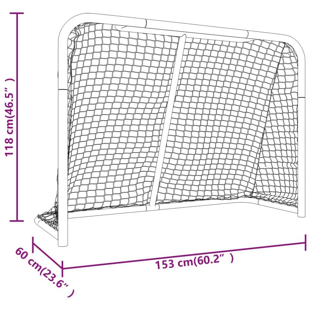 Netz 153x60x118 Fußballtor cm mit Stahl Polyester Hockeytor vidaXL Weiß Rot