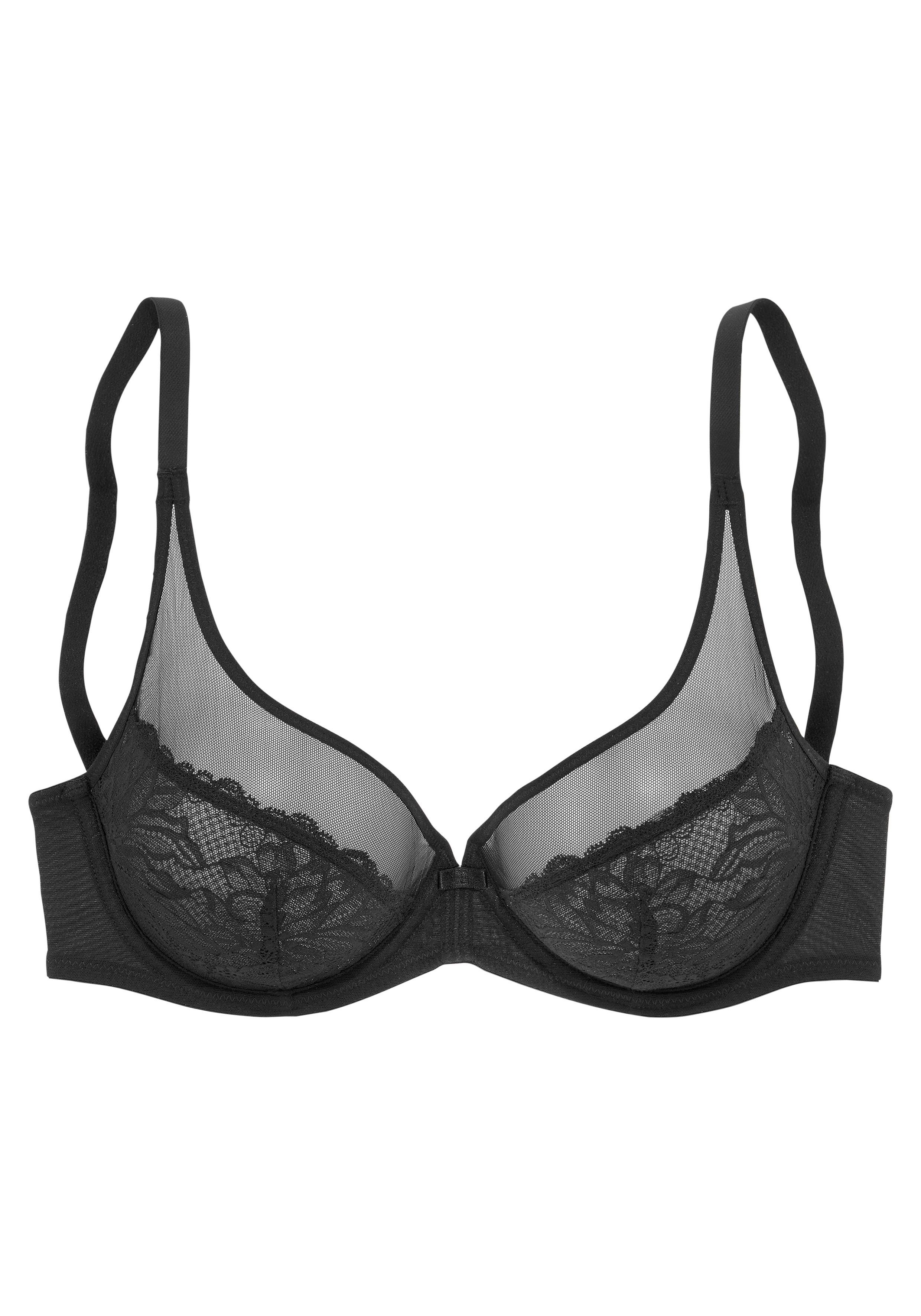 Nuance Bügel-BH Dessous Spitze schwarz Spitze, aus in Ilara transparenter blumiger