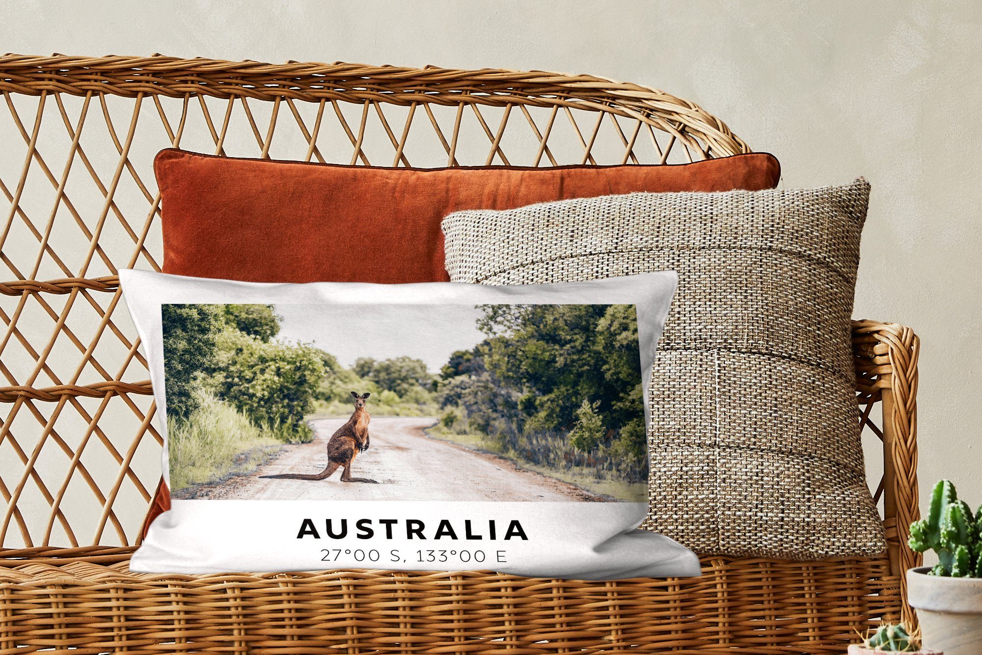 MuchoWow Dekokissen - mit Australien Wohzimmer Füllung, Schlafzimmer Zierkissen, Dekokissen Dekoration, Tiere, - Känguru