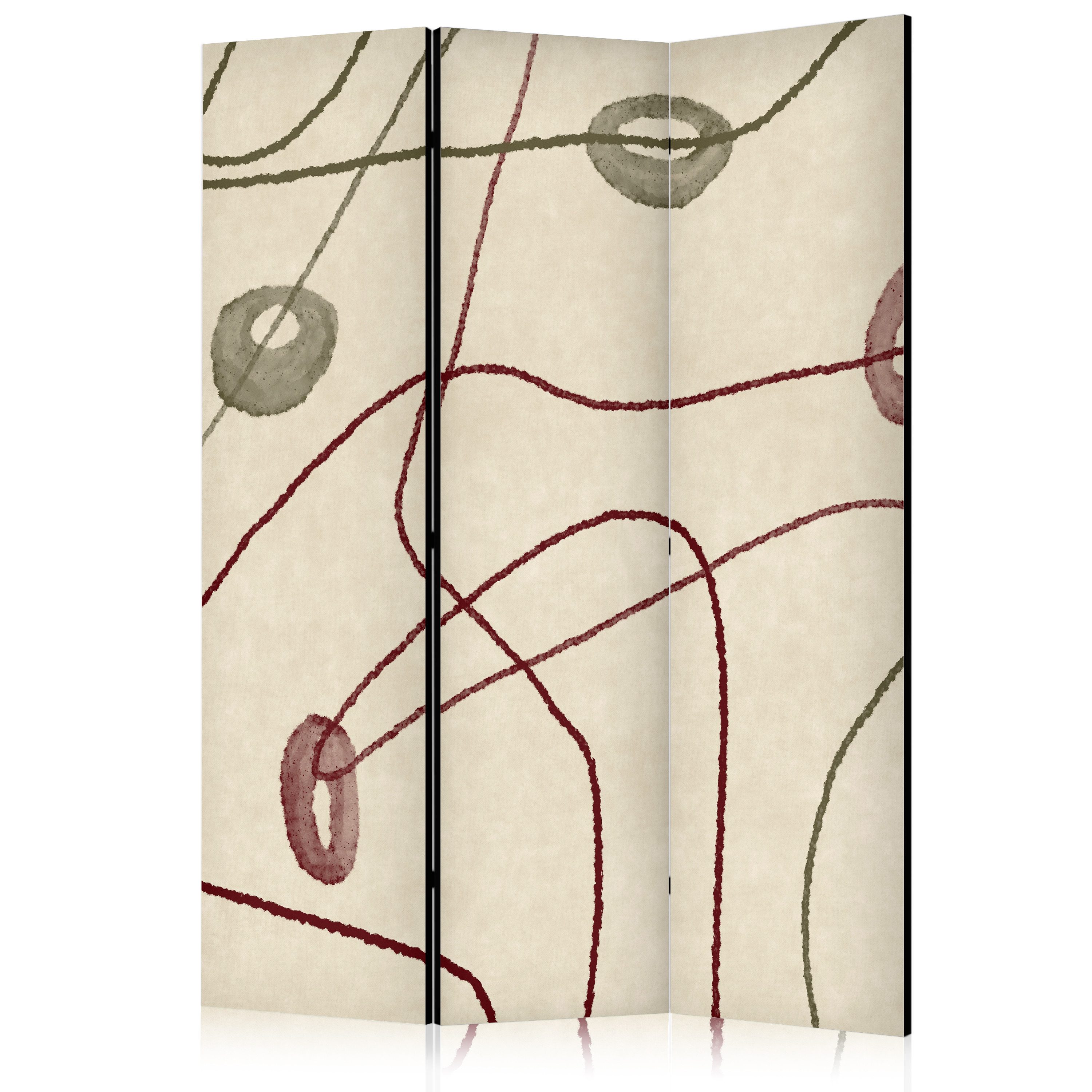 Muralo Paravent 3-teilig Raumteiler klappbar Linien mit Kreisen – Abstraktion (Packung, 1 St., 135x172 cm), 3 Varianten, für das Schlafzimmer, das Wohnzimmer