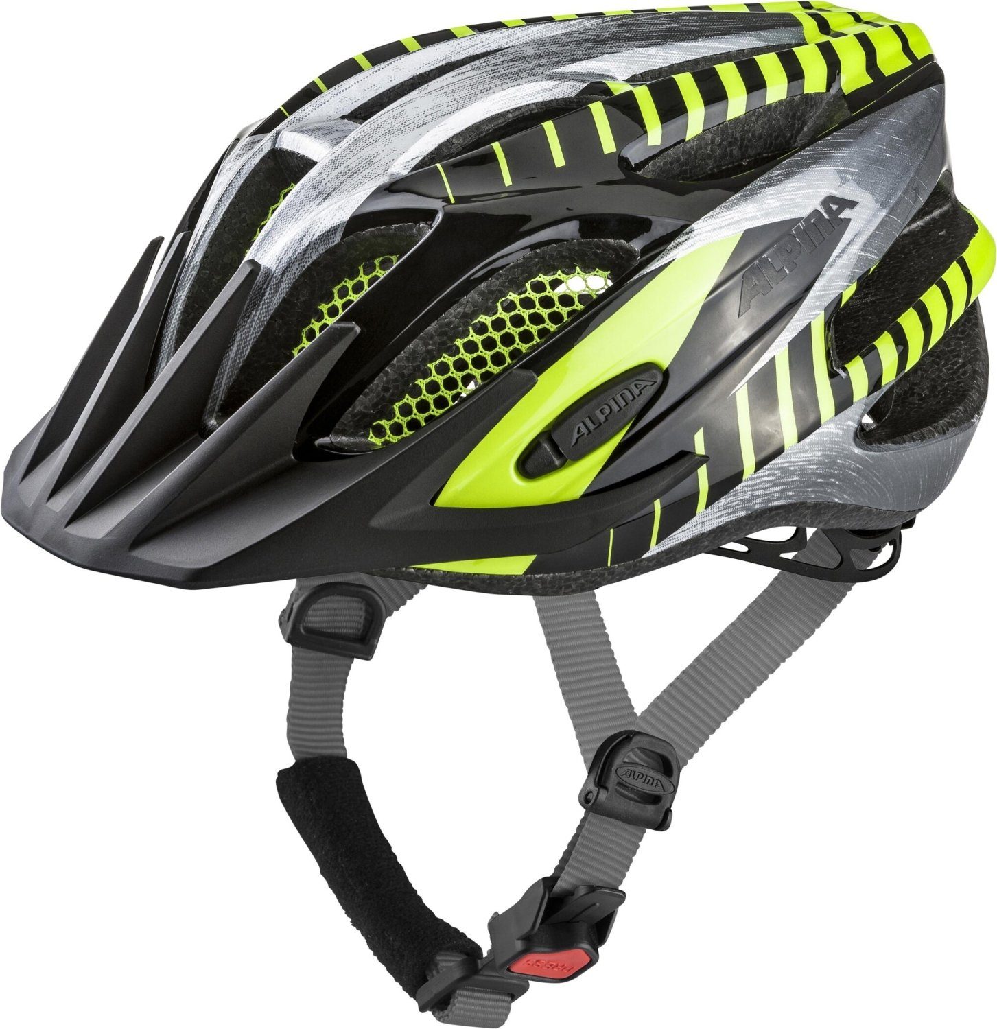 Alpina Sports Fahrradhelm FB JR. 2.0 BLACK-STEELGREY-NEON GLOSS