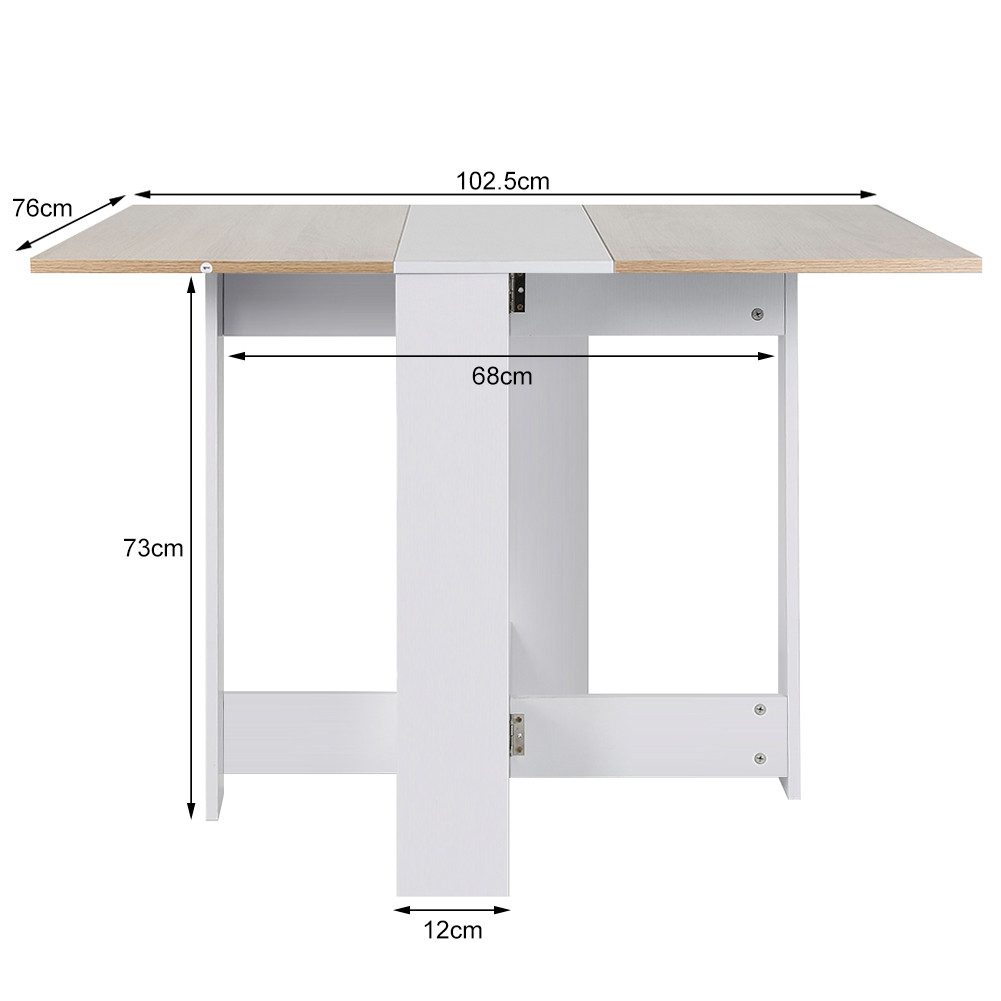 JEOBEST Esstisch Esszimmertische, Küchentisch, Arbeitstisch, Klappbar für 2-4 Personen, (1 Tisch), Eiche 103 x 76 x 73.5 cm