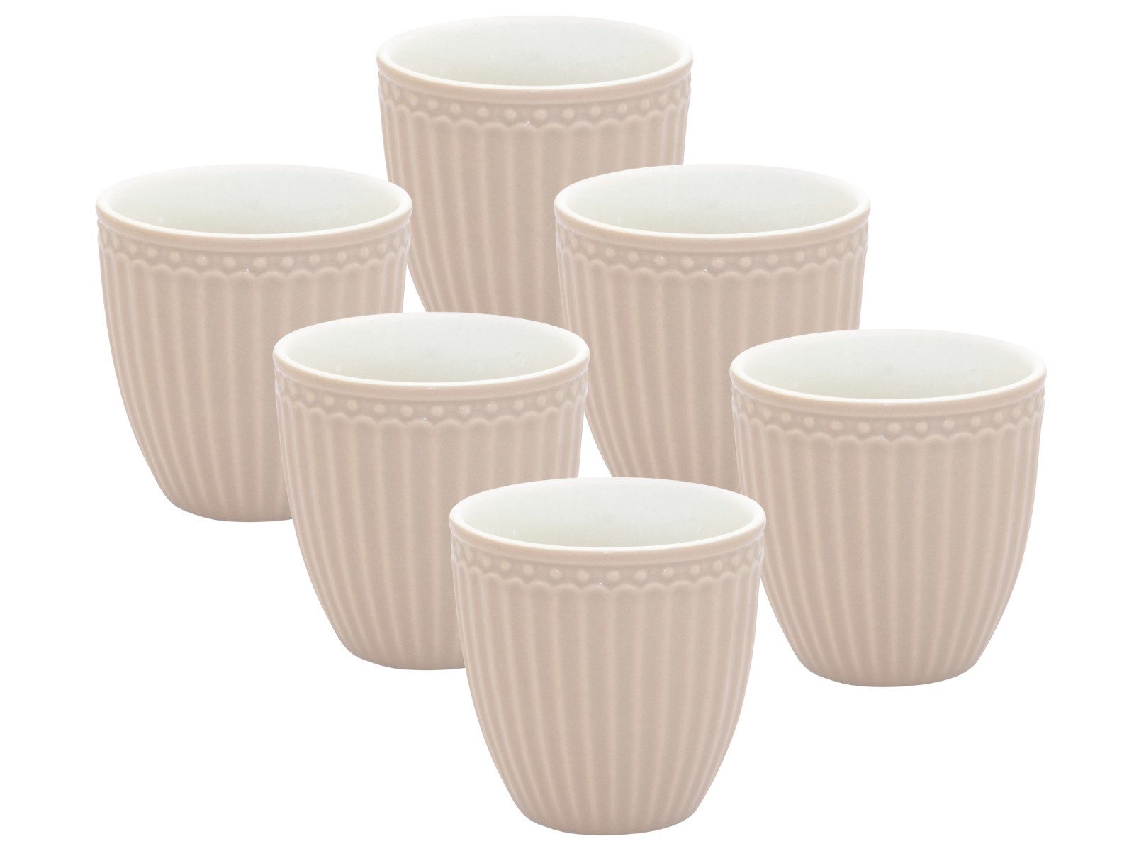 Greengate Geschirr-Set Alice Mini Latte Cup creamy fudge 0,1l Set6, Steingut