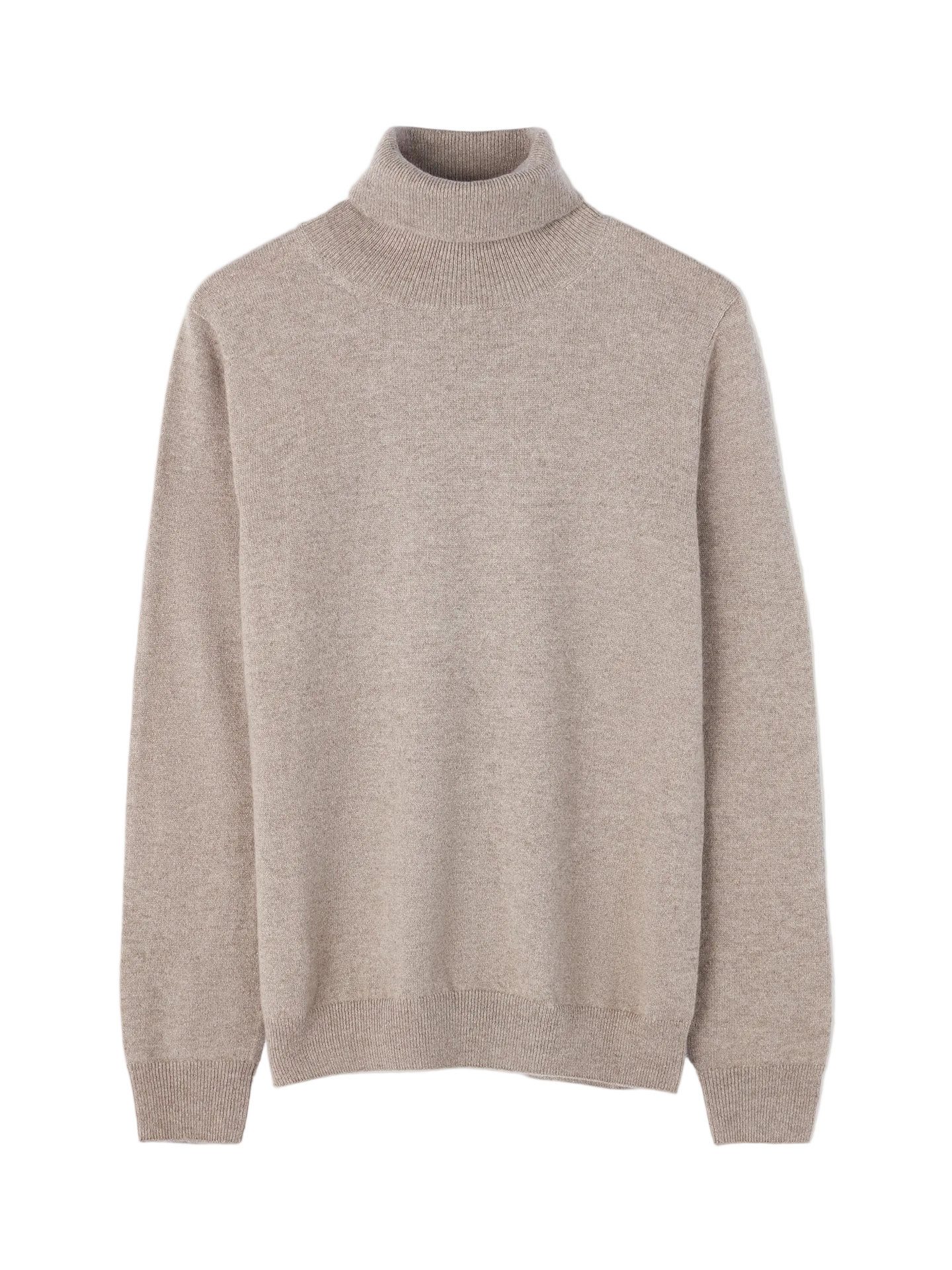 Rollkragenpullover Naturfarbe Basic Rollkragenpullover aus Kaschmir
