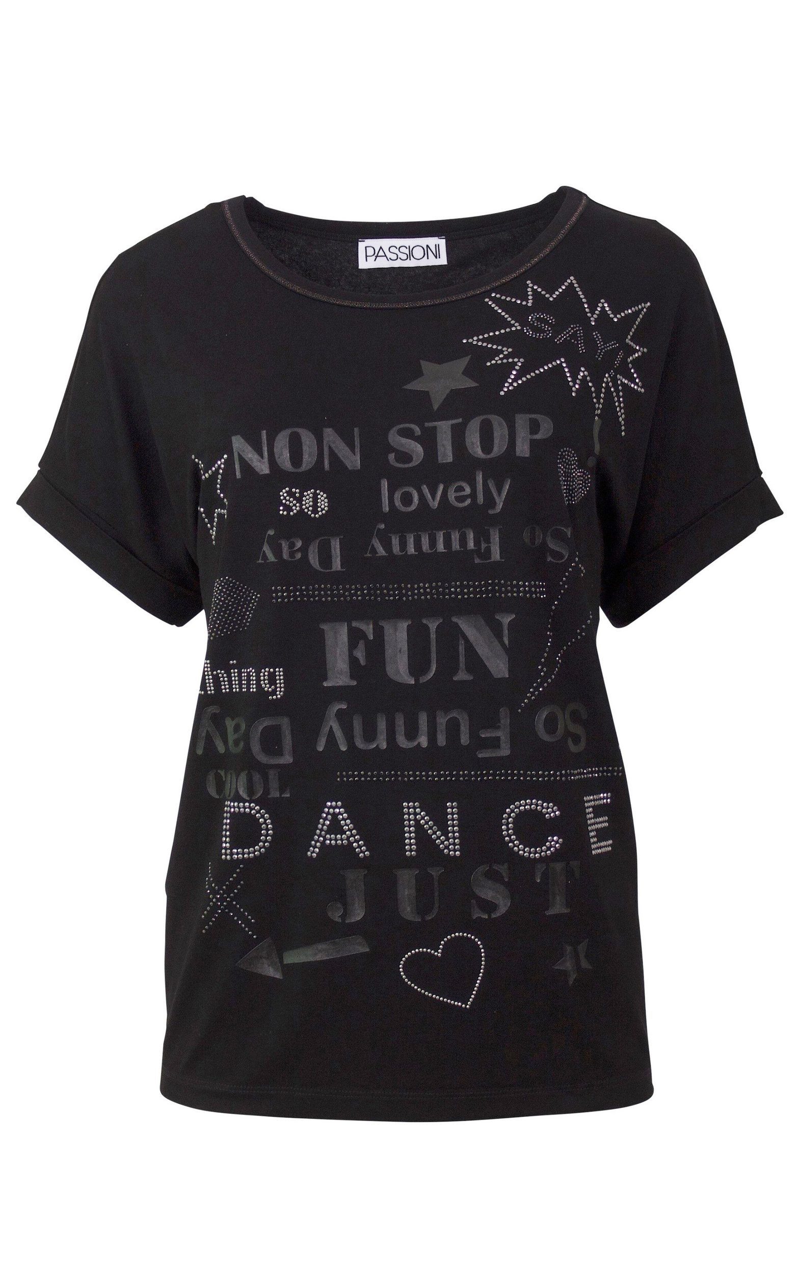 Passioni T-Shirt in Schwarz, mit Schriftzügen günstig online kaufen