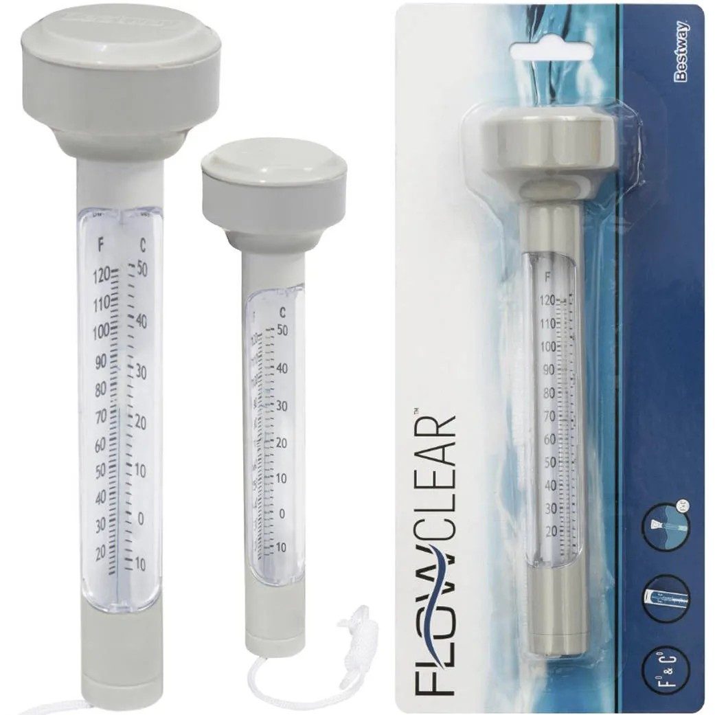 BESTWAY Schwimmthermometer Poolthermometer Wasserthermometer, Spar-Set 1-tlg., 19x5cm schwimmfähig, Schwimmfähig, ABS-Kunststoff, mit Kordel