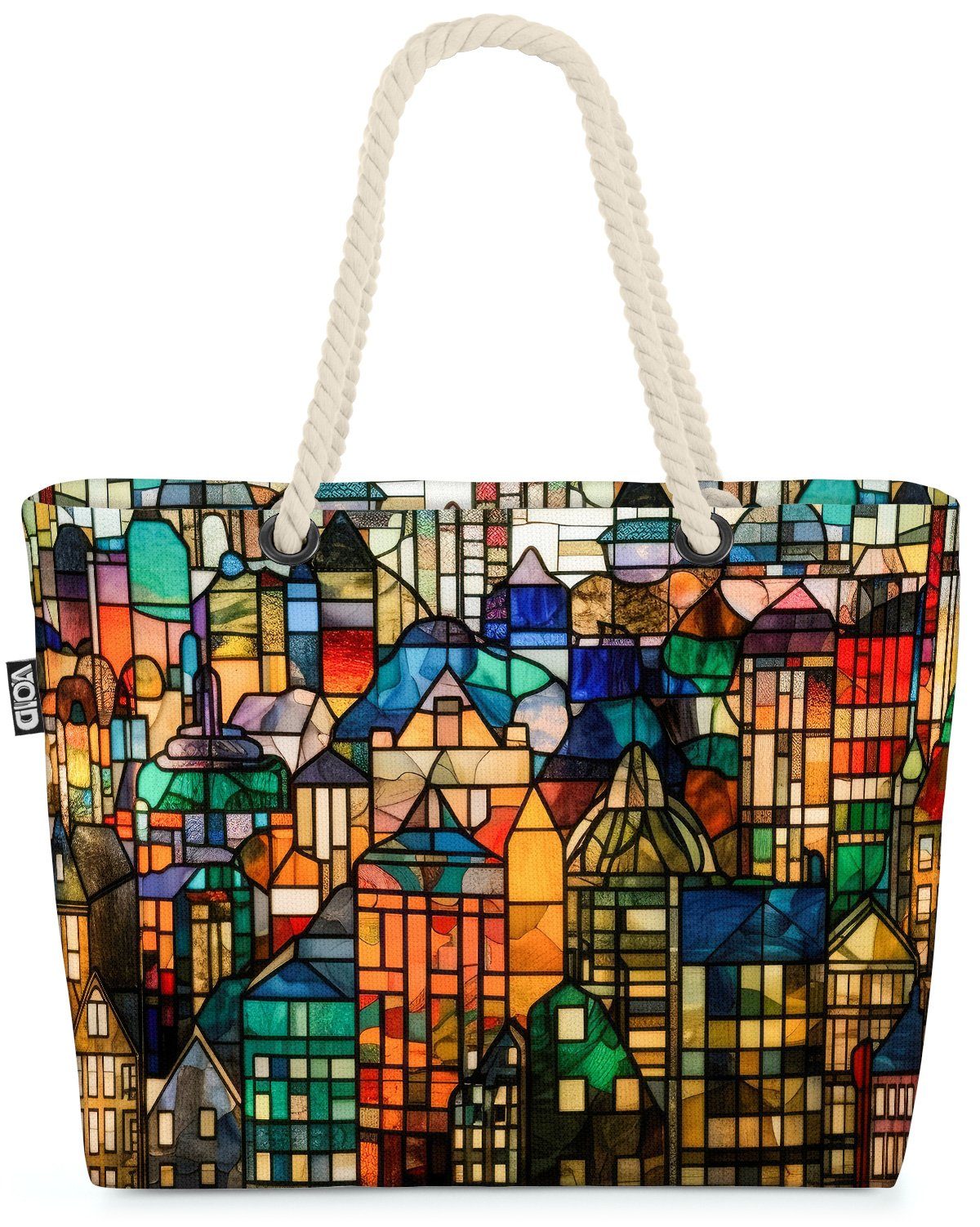 VOID Strandtasche (1-tlg), Stadt Buntglas Design Kirche aix dekoration jesus christus gothic fen