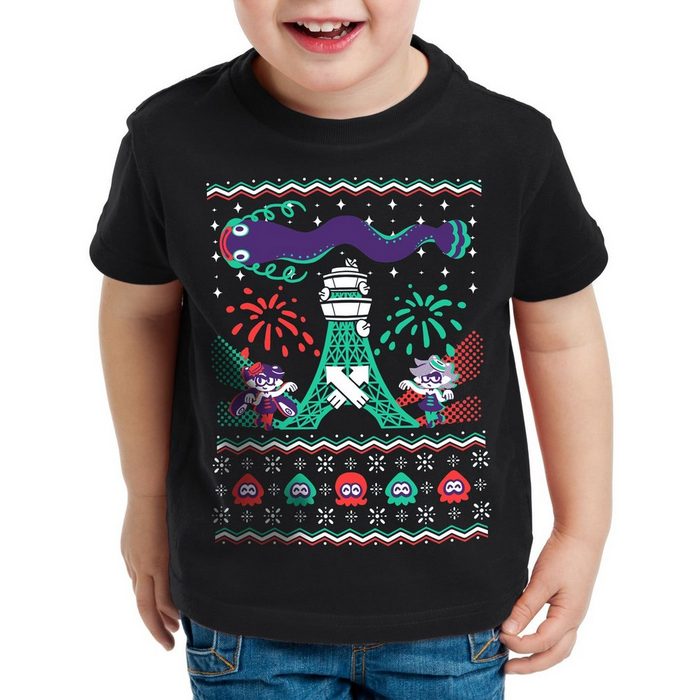 style3 Print-Shirt Kinder T-Shirt Splash Christmas Sweater T-Shirt für switch ugly pulli weihnachtspullover