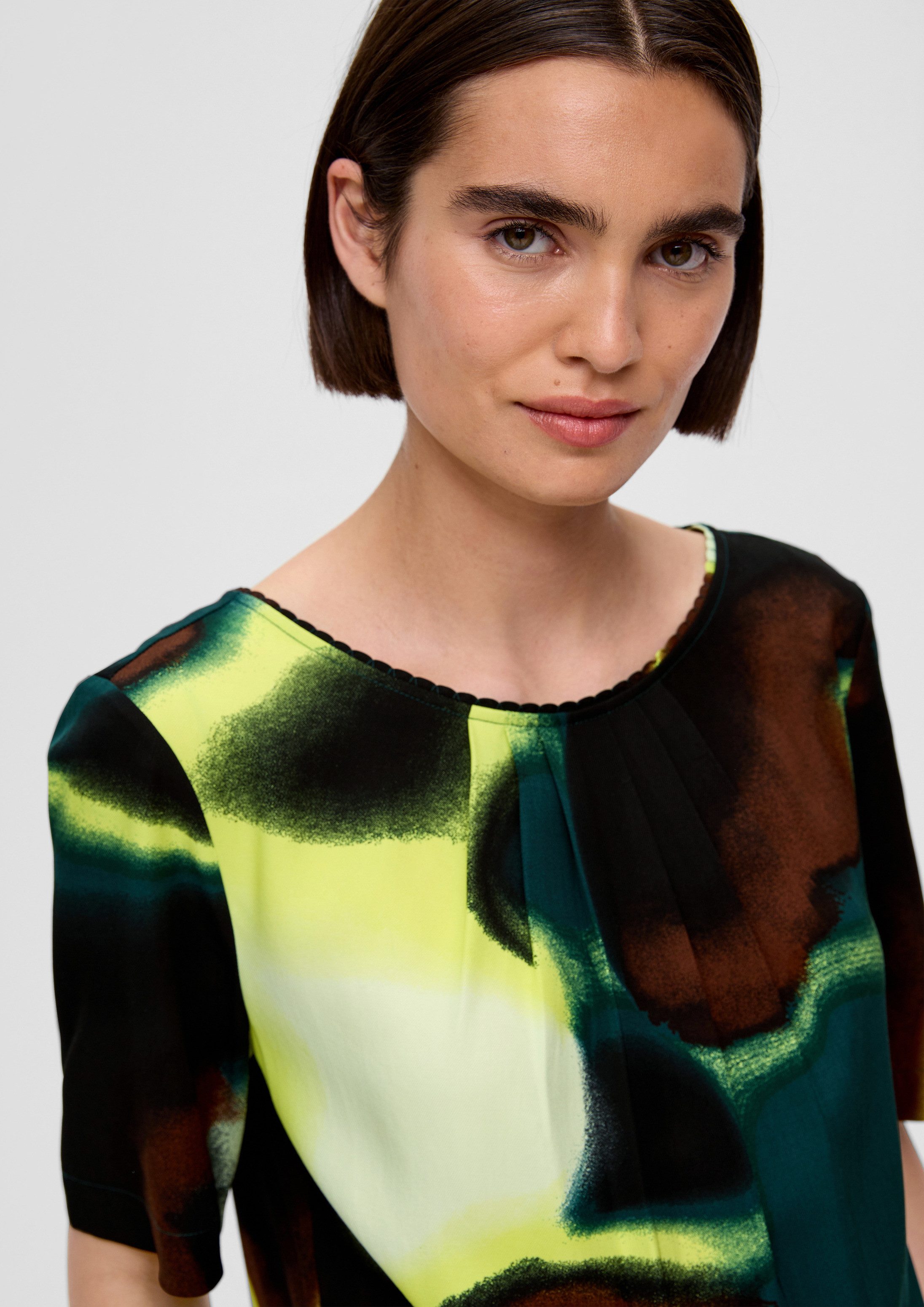 s.Oliver Kurzarmbluse Bluse Twillbluse aus Viskose
