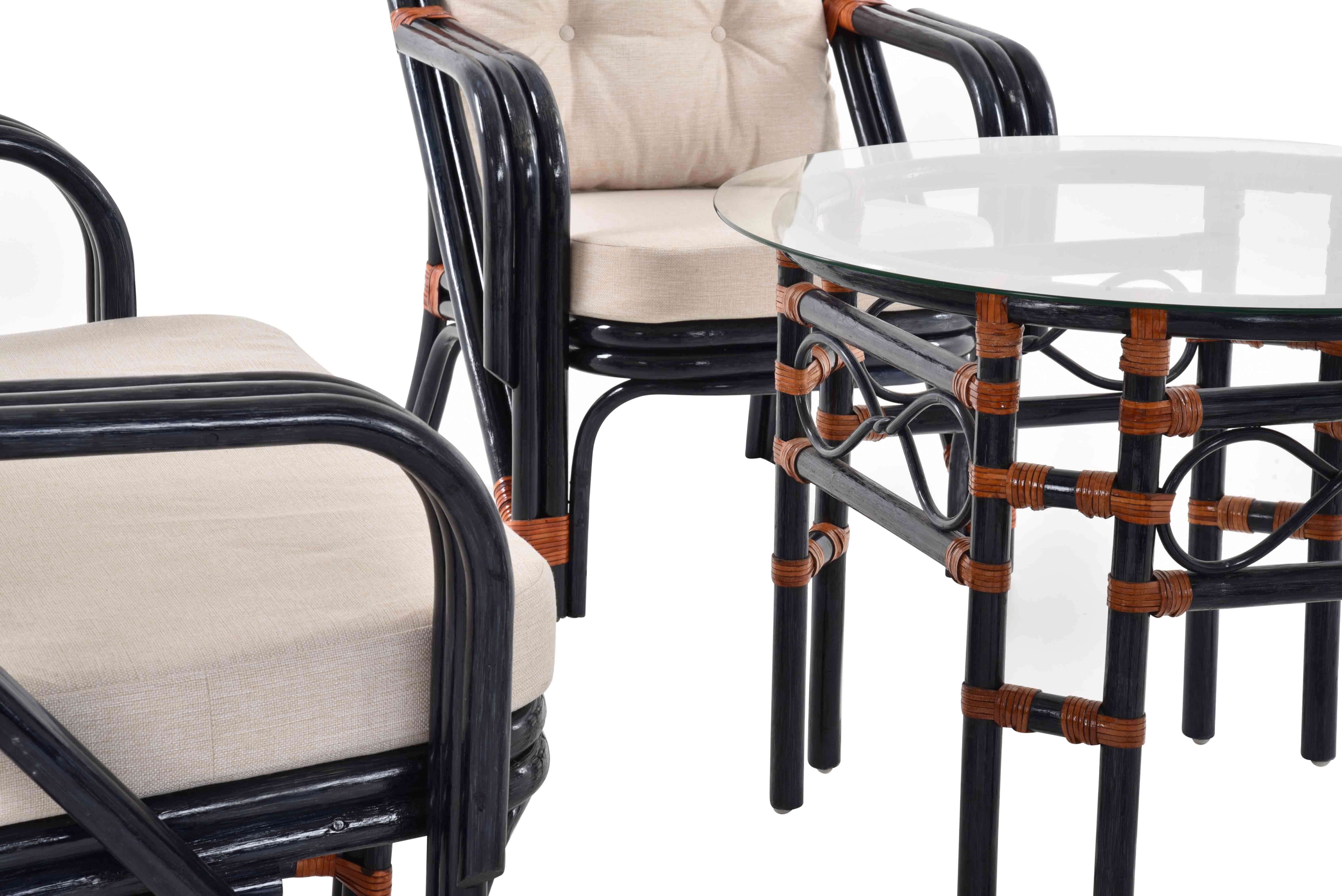 Rattan Rattanmöbel Wohnzimmer Rattanset (4-tlg., Krines Rattangruppe 1x NIAM Set 2x Gruppe Home Zweisitzersofa, 4-teilig, Wintergarten 1x Tisch), Sessel, Sitzgruppe