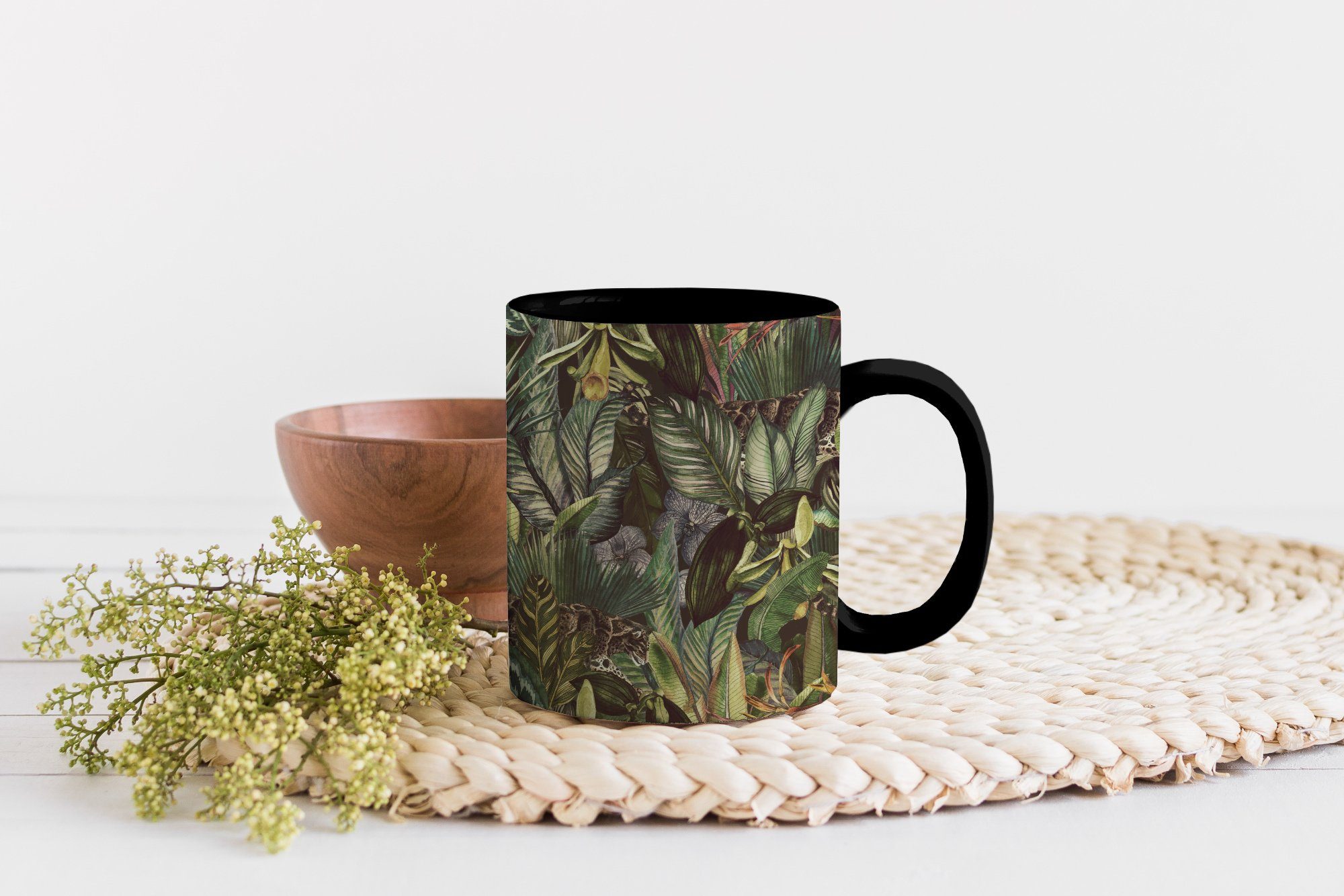Blätter Zaubertasse, Geschenk - Tasse Teetasse, Keramik, Farbwechsel, Dschungel Kaffeetassen, - MuchoWow Muster,