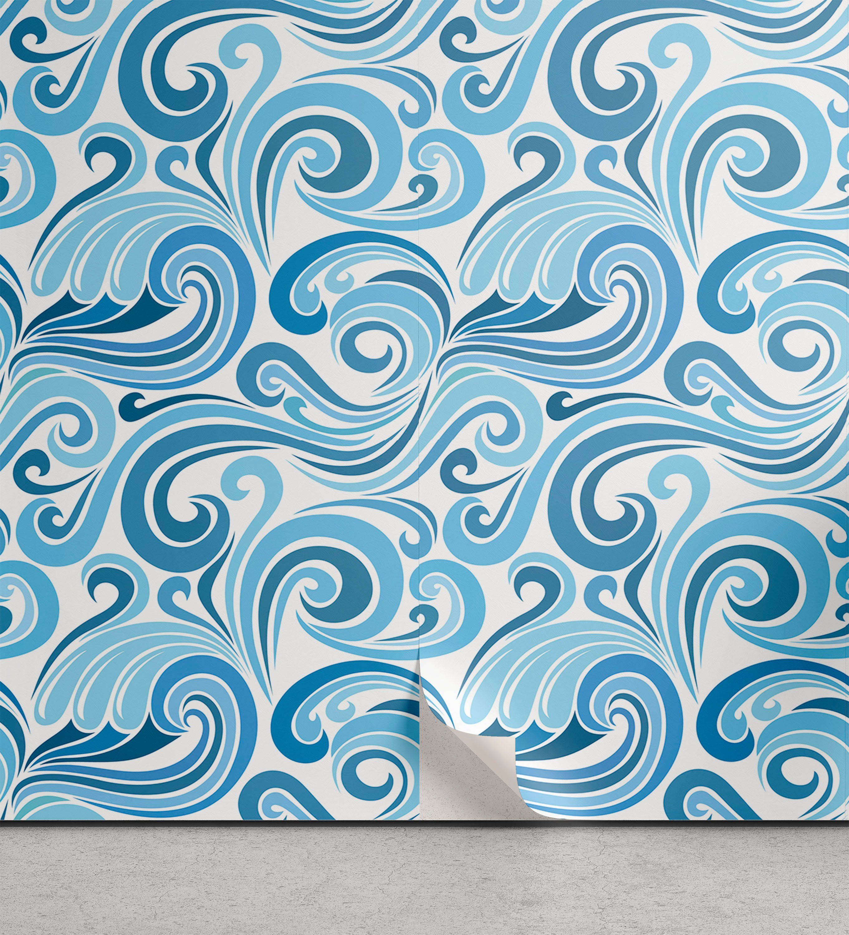 Abakuhaus Vinyltapete selbstklebendes Wohnzimmer Küchenakzent, Nautisch Zusammenfassung Wellen