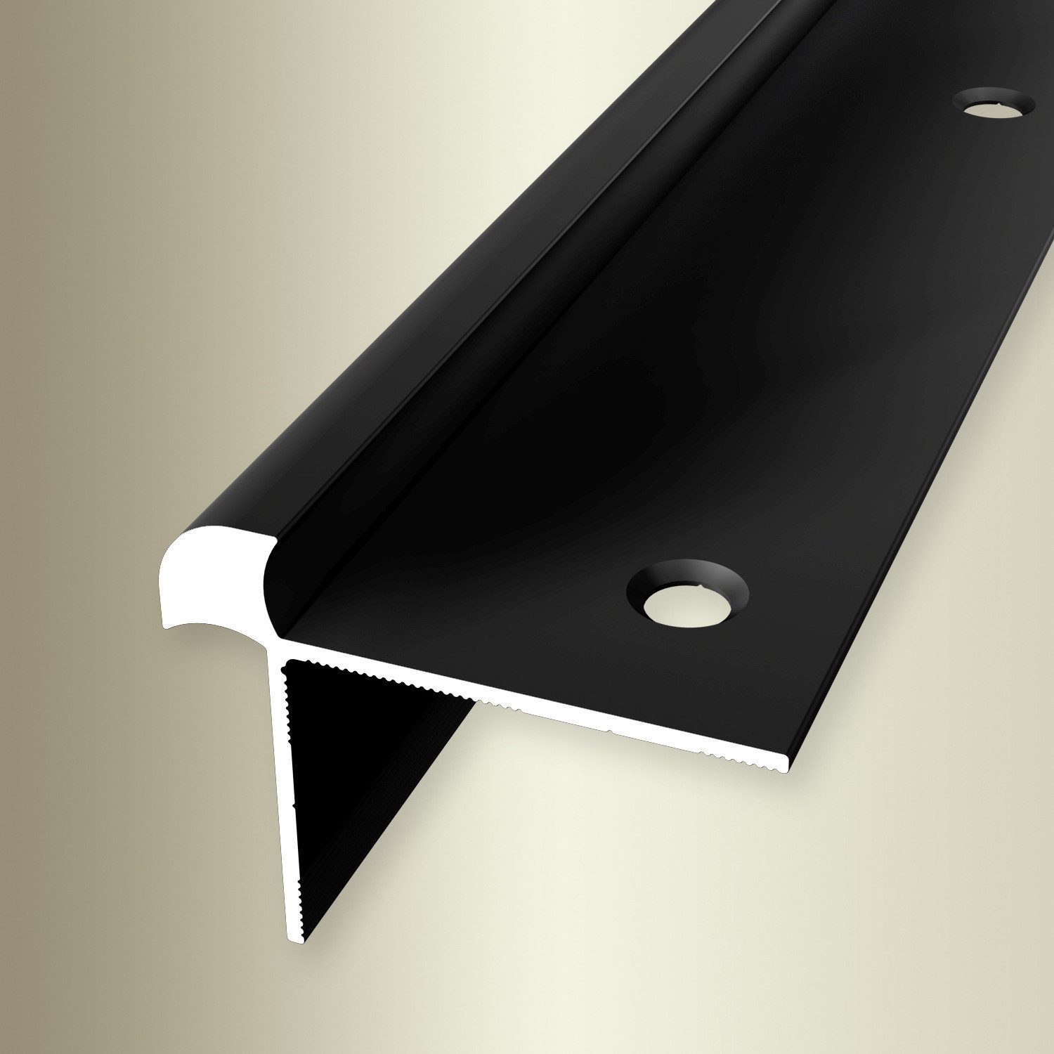 Küberit Treppenkantenprofil 33 x 43 x 2500 mm Winkelprofil Schwarz Gebohrt Aluminium