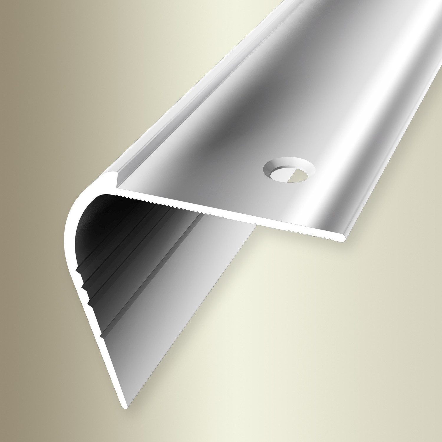 Küberit Treppenkantenprofil 48 x 48 x 2500 mm Winkelprofil Alu poliert Gebohrt Aluminium
