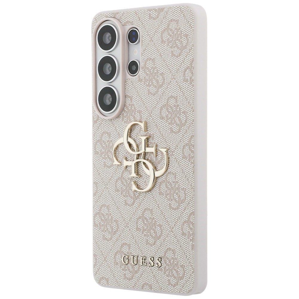Guess Handyhülle Hülle rosa Galaxy S26 Ultra Kunstleder Big Logo goldfarben Metall 6,9 Zoll, Kantenschutz