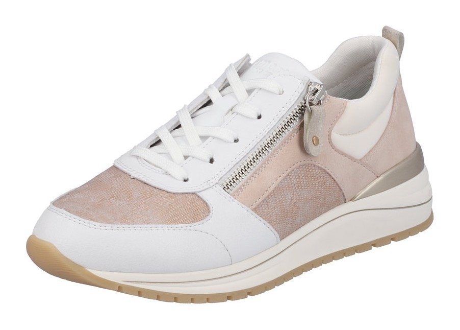 Remonte Sneaker im Materialmix, Soft Fußbett Foam rosé-weiß