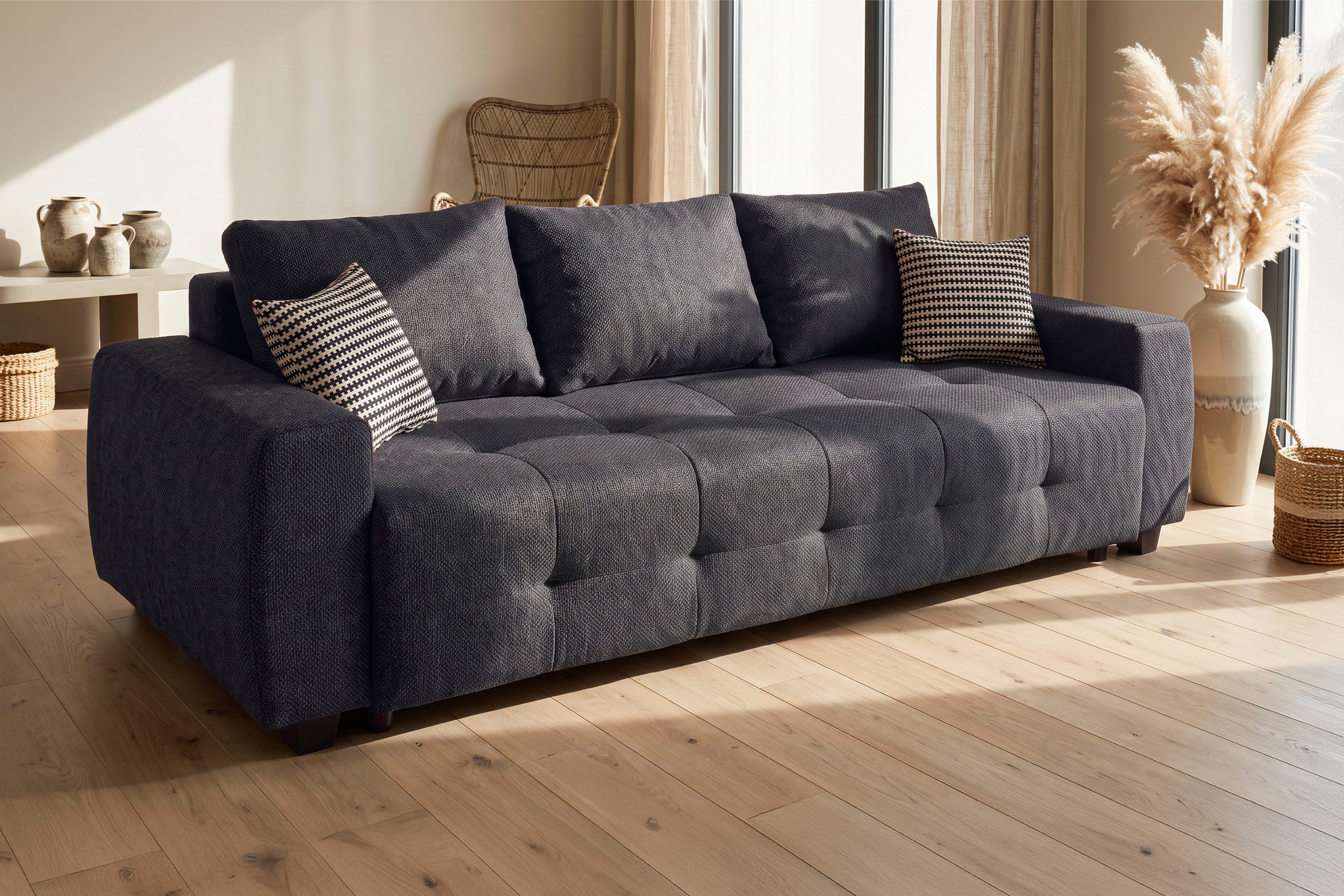 OTTO home Schlafsofa Bella B: 241 cm, Liegefl. 142x194 cm mit Bettkasten & Zierkissen, Schlafcouch mit Gästebett, 2 Zierkissen inklusive, frei stellbar