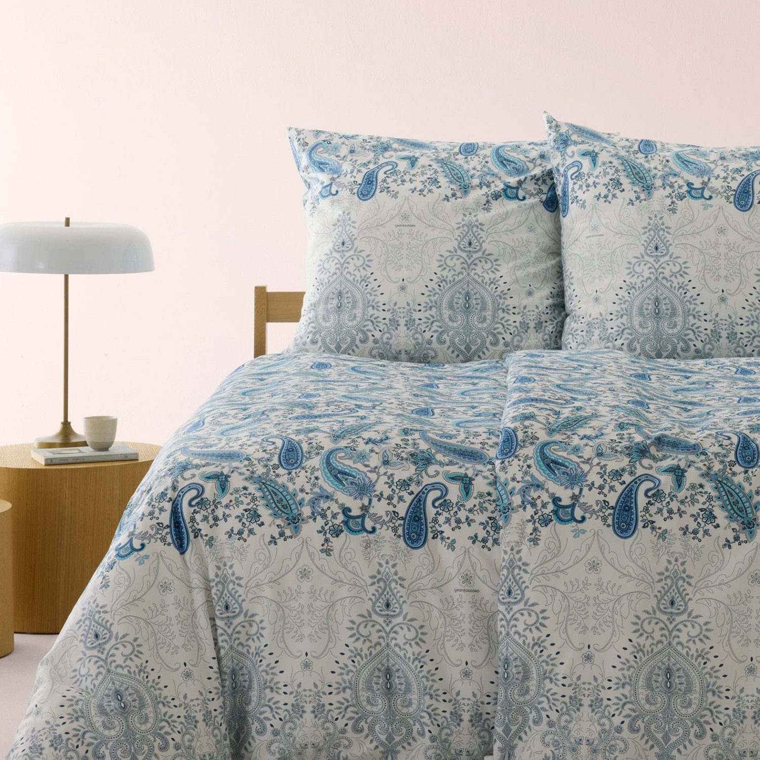 Bassetti Bettwäsche Bettwäsche Bassetti Mako Satin Monnalisa C1 türkis blau 135x200, Mako Satin, 2 teilig, 100% Baumwolle (Premium Mako Satin)
