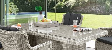 Destiny Garten-Essgruppe LUNA, (Set, 13-tlg), Polyrattan, 4 Sessel, Tisch 165x90x75 cm, inkl. Auflagen