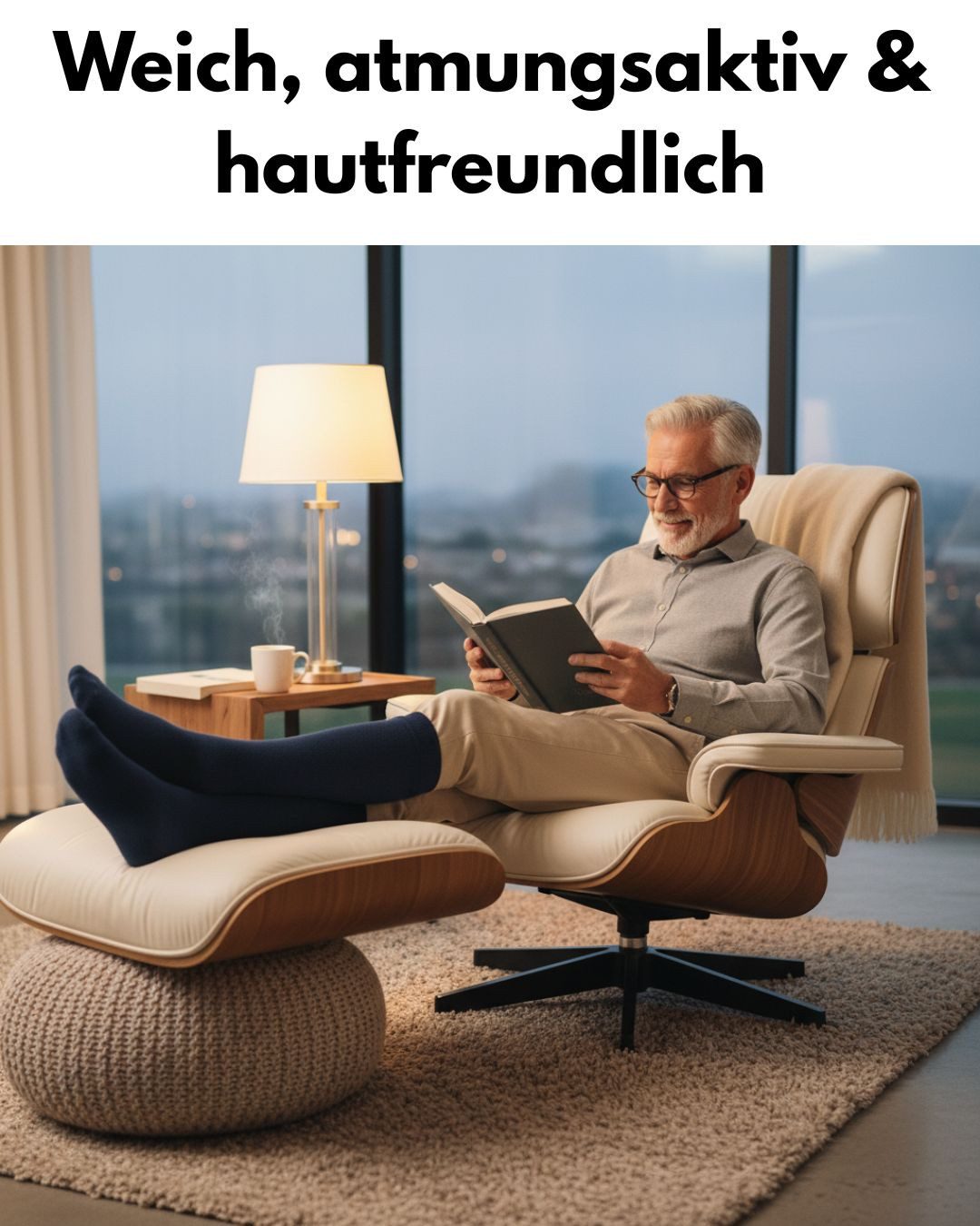 sockenkauf24 Kniestrümpfe Damen & Herren mit Komfortbund ohne Naht aus Baumwolle (Navy, 4-Paar, 35-38)