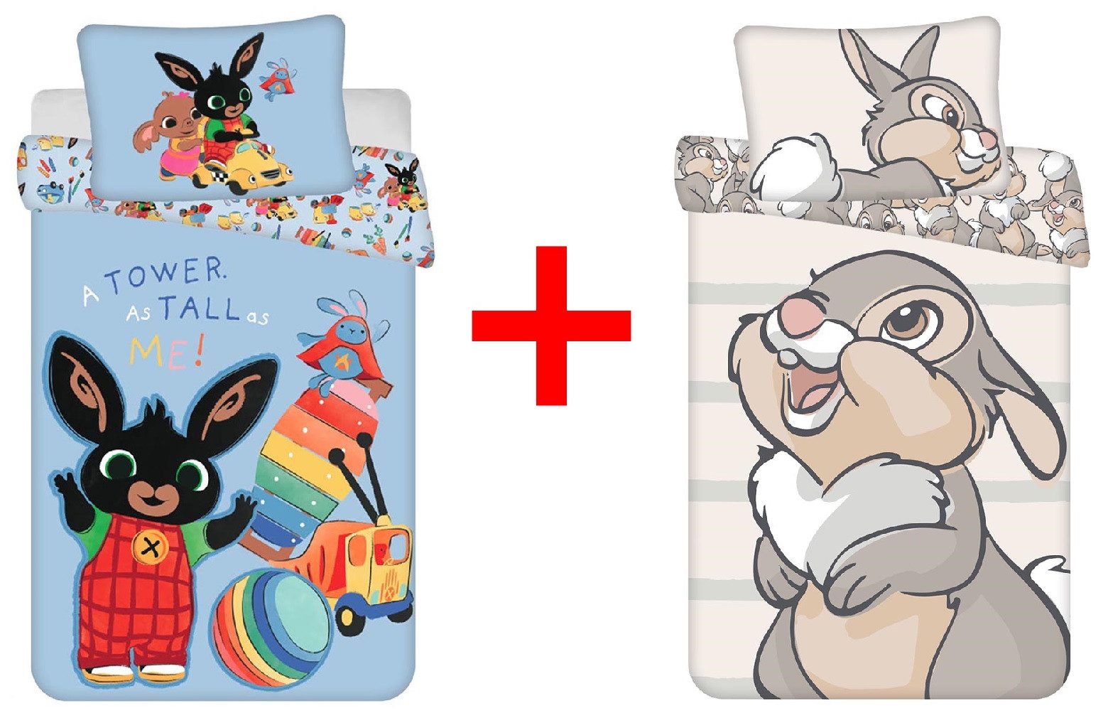 Jerry Fabrics Kinderbettwäsche Kinderbettwäsche Bing Bunny + Klopfer 100 x 135 Bambi Hase 2er-Set, Renforcé, 2 teilig