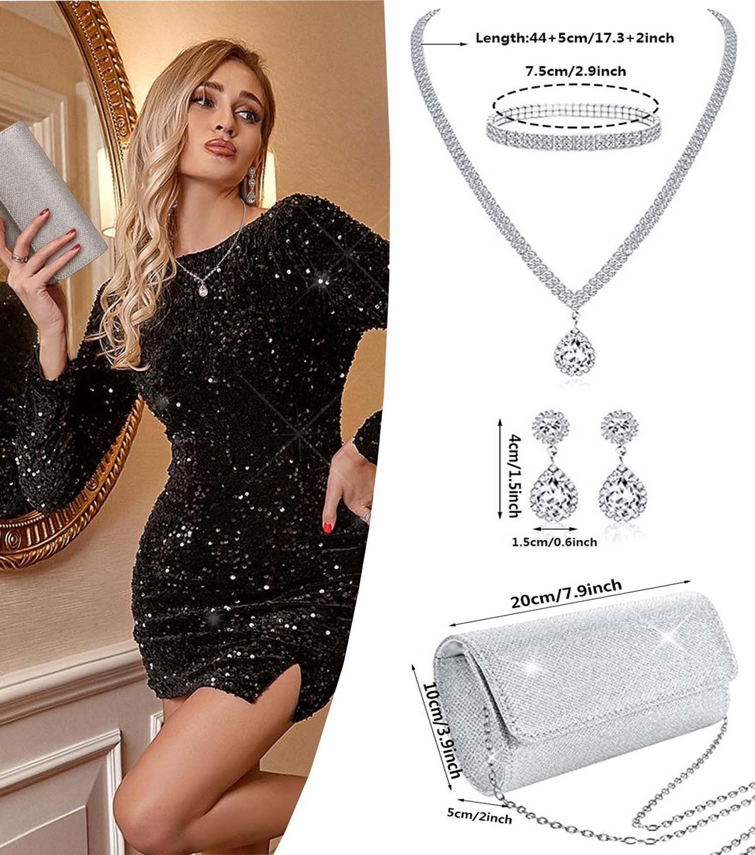 Coonoor Schmuckset Silbernes Ballschmuckset, Damen-Silberschmuck-Set, Abend günstig online kaufen