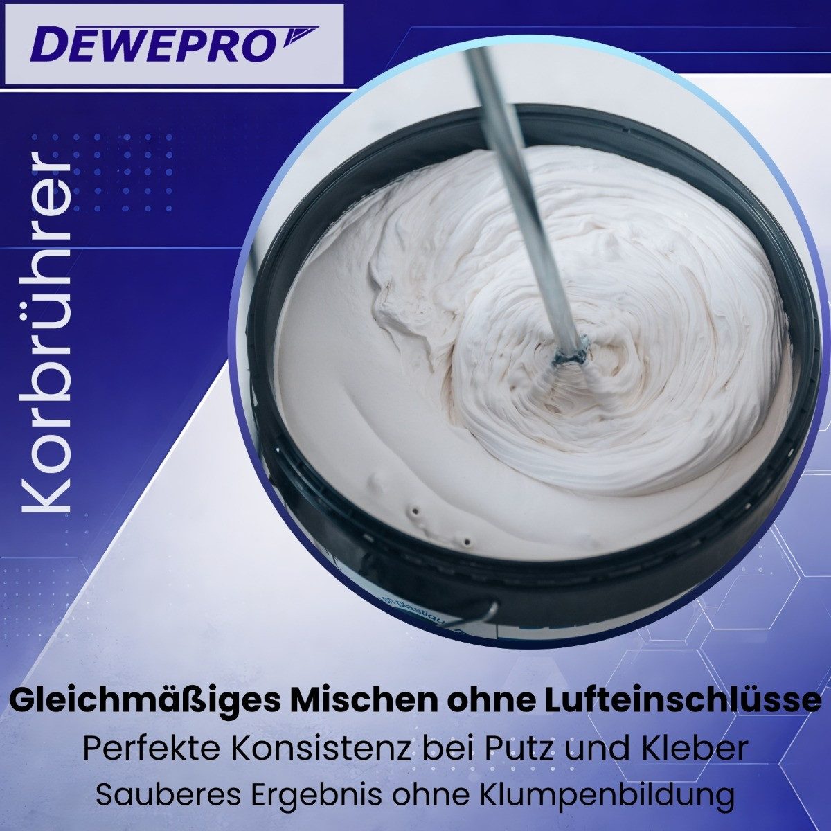 DEWEPRO Rührstab Korbrührer ø 80mm mit Ring und 6-Kant-Aufnahme – Länge: 500mm, Ø 8 mm, L: 50 cm