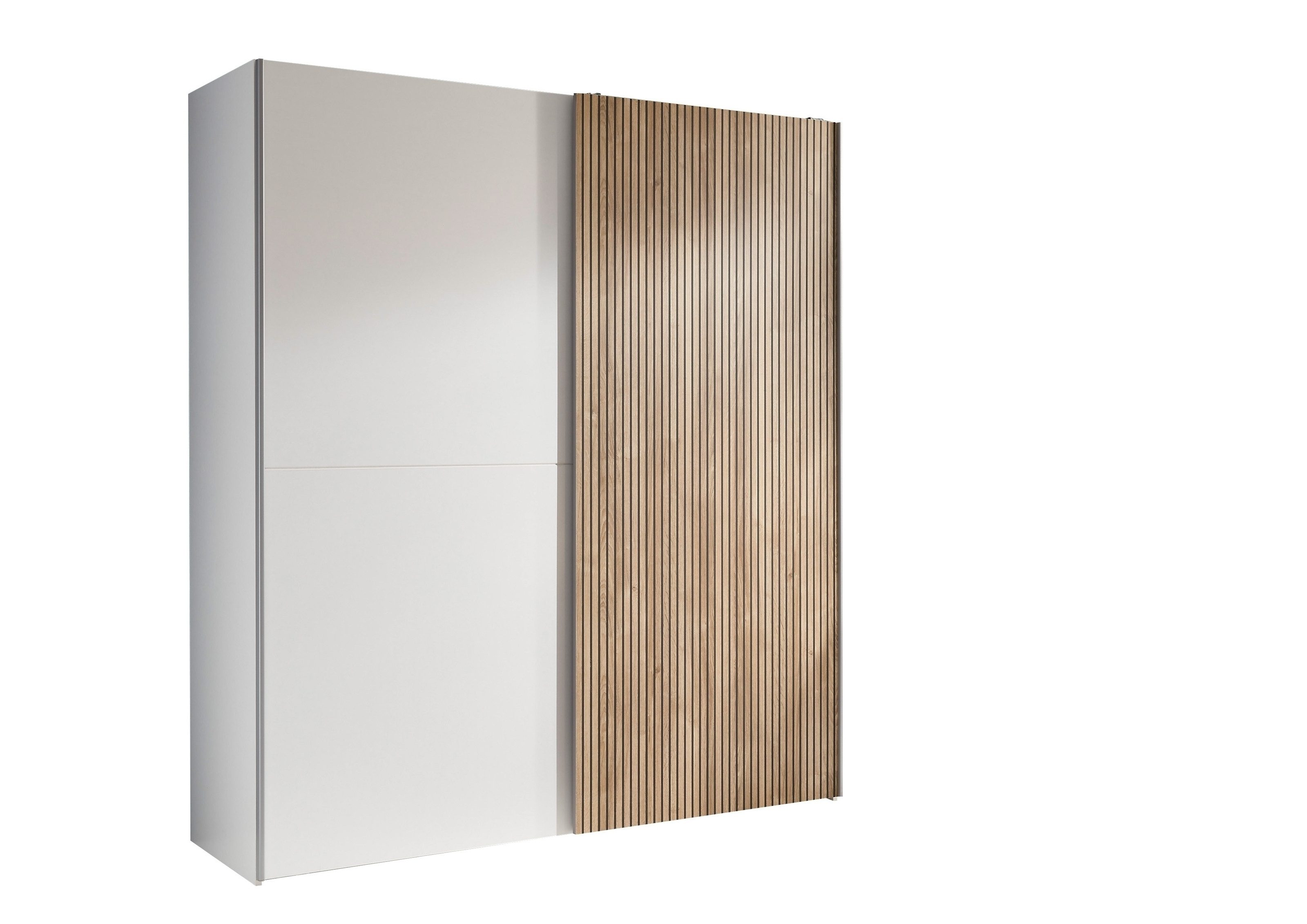 PREISBRECHER Schiebetürenschrank Berno 2 Türen, in weiss / Eiche Dekor - 170x195,5x57,2cm (BxHxT)