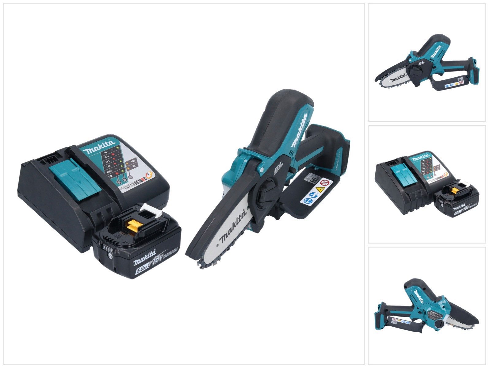 Makita Benzin-Kettensäge DUC 101 RT1 Akku Astsäge 18 V 10 cm Brushless + 1x Akku 5,0 Ah + Lade