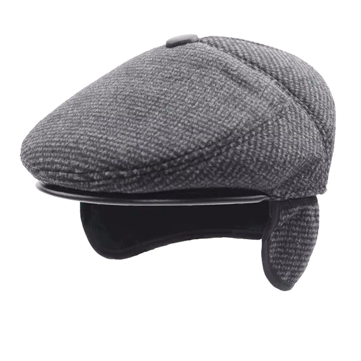 Sporty Ohrenmütze Winter - warme Schirmmütze mit Ohrenklappen - Herren Schiebermütze (Schiebermütze)