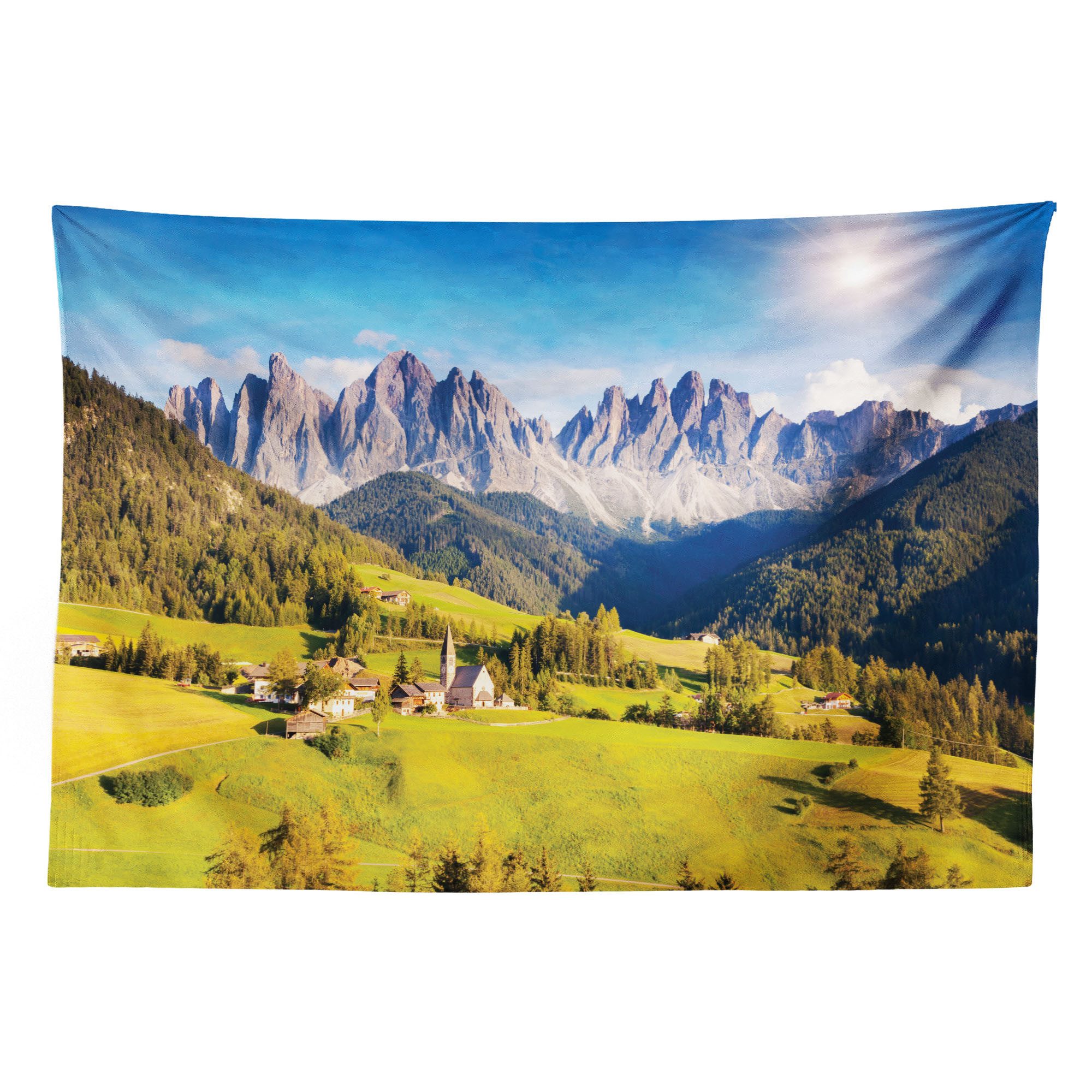 Abakuhaus Wandteppich aus Weiches Mikrofaser Stoff Für das Wohn und Schlafzimmer, rechteckig, Natur Landschaft am Morgen