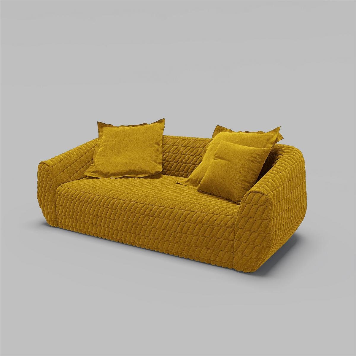 Europe Sofagarnitur in Gelb/Rot Ledersofa Chesterfield JVmoebel Couch Made Sitzer, 3+1+1 Sofa