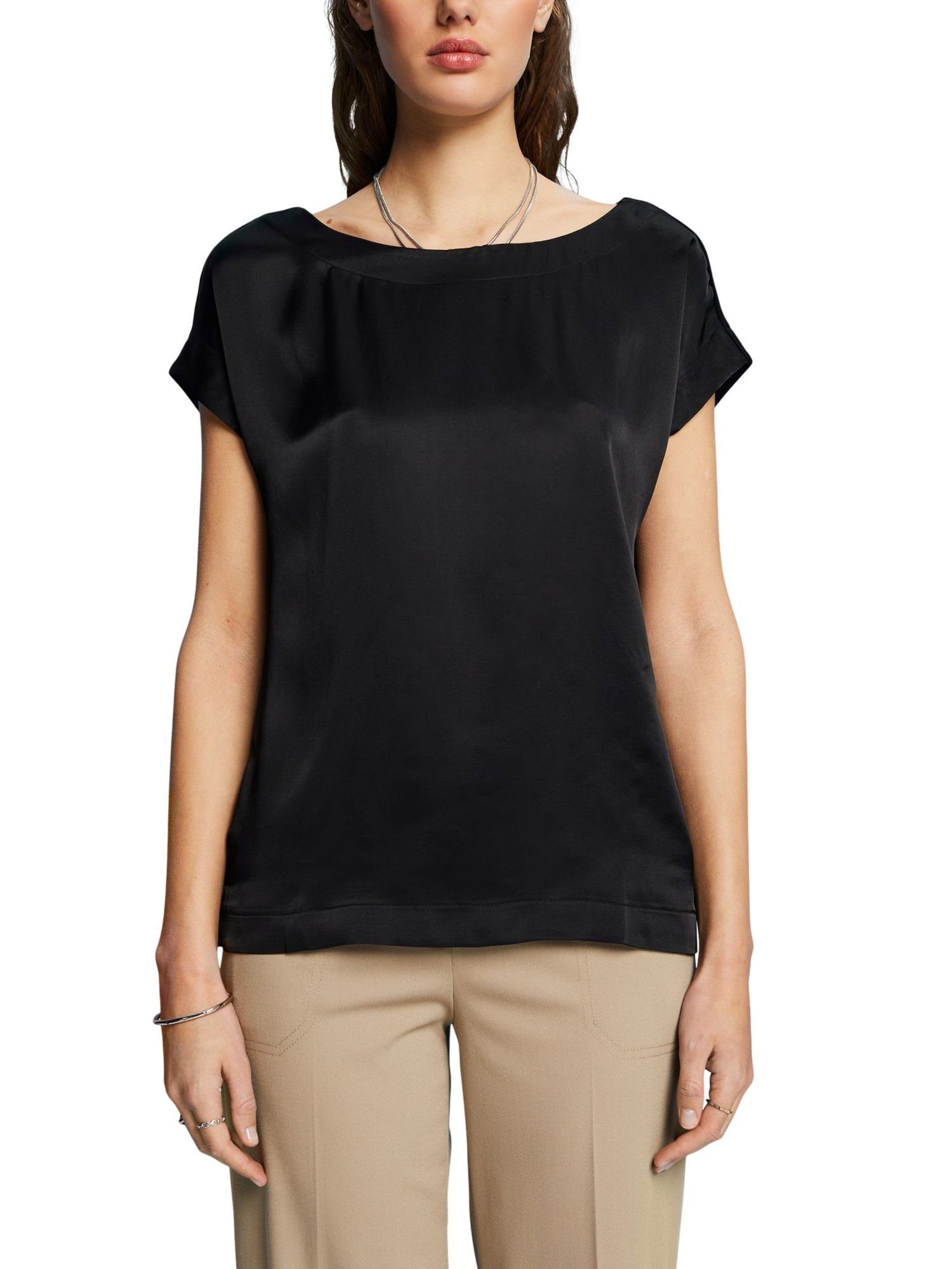 Esprit Collection Materialmix, T-Shirt LENZING™ ECOVERO™ (1-tlg) aus BLACK T-Shirt