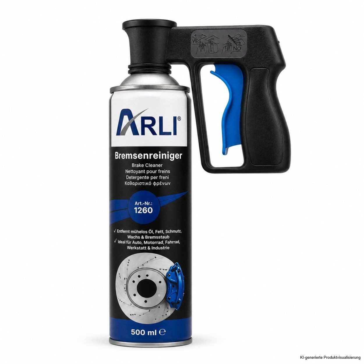 ARLI Bremsreiniger Spray Bremsen mit Sprühpistole Bremsenreiniger (Spar-Set, [1-St. 1er Set 500 ml Kupplungsreiniger 360° Aerosol Reiniger)