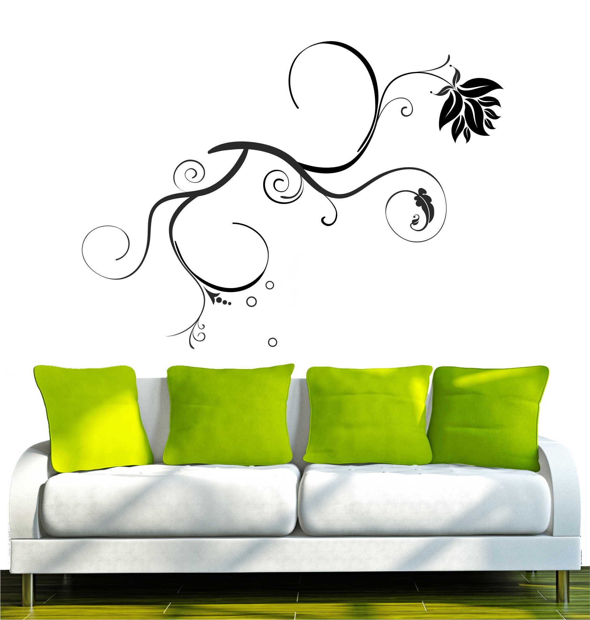INDIGOS UG Wandtattoo Wandtattoo - Wandaufkleber - w341 Rose Ranke Blume Pflanze Blatt
