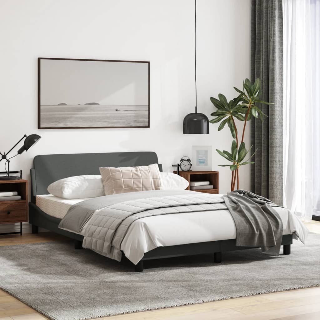 vidaXL Bettgestell 140 x 200 cm Bettgestell Dunkelgrau 140x200 cm mit Kopfteil aus Stoff – Bild 3 von 5