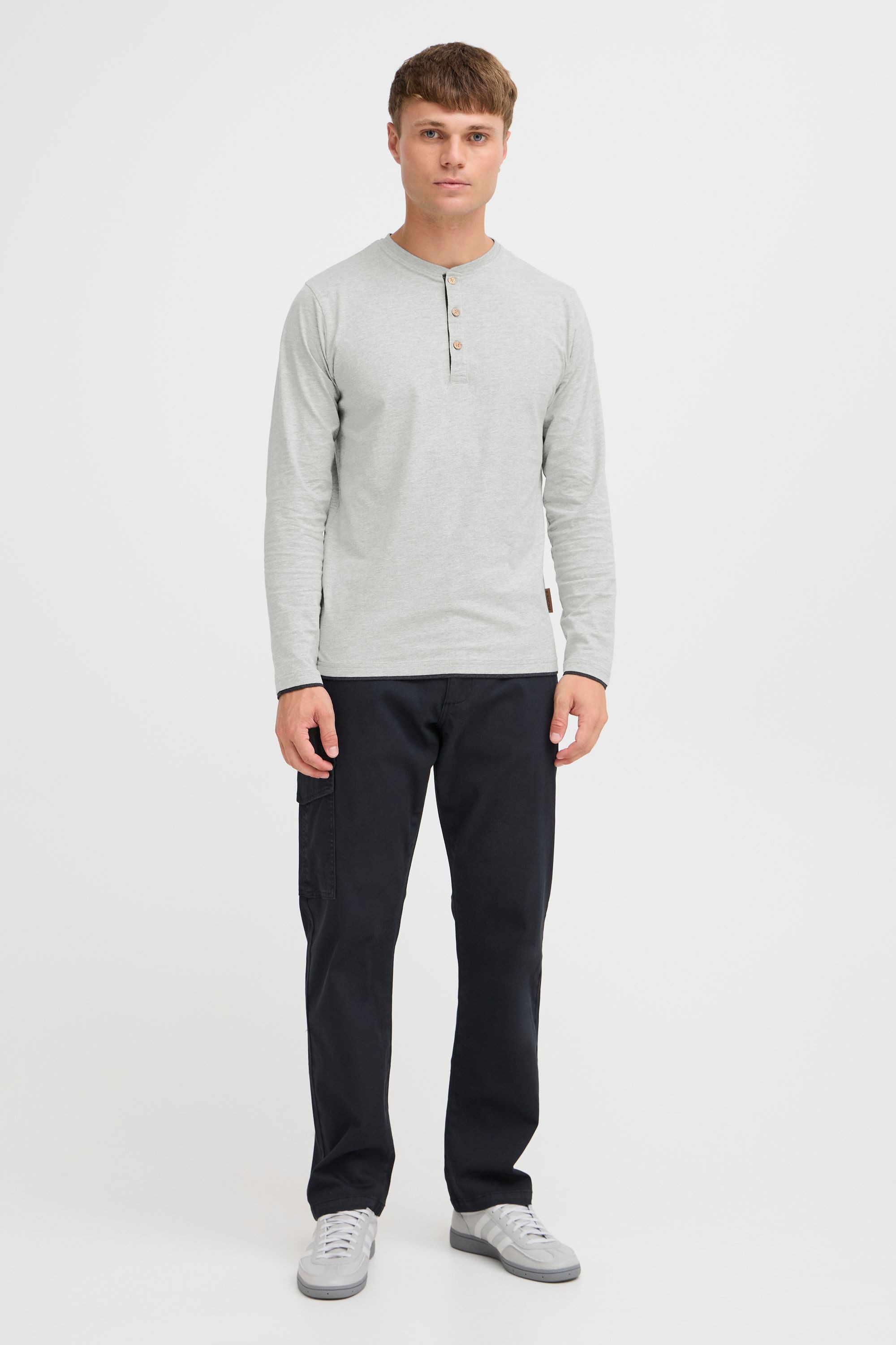 Indicode Rundhalsshirt IDGifford Longsleeve mit Knopfleiste