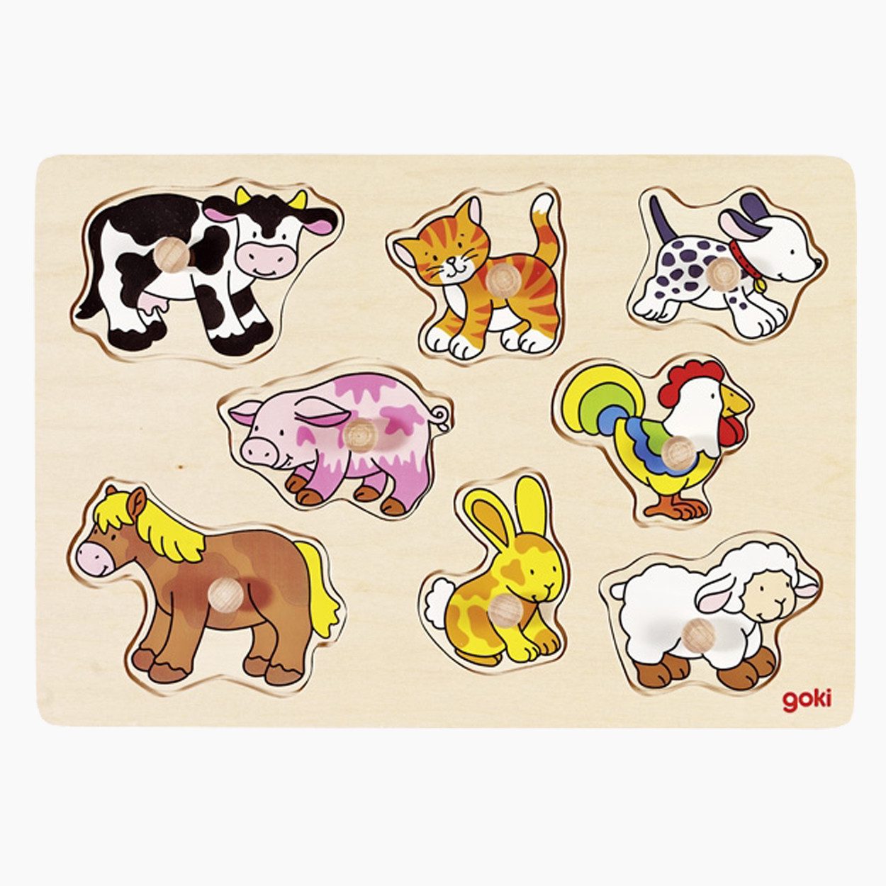 goki Steckpuzzle Steckpuzzle Bauernhof VII, 8 Puzzleteile, ideal für kleine Kinderhände