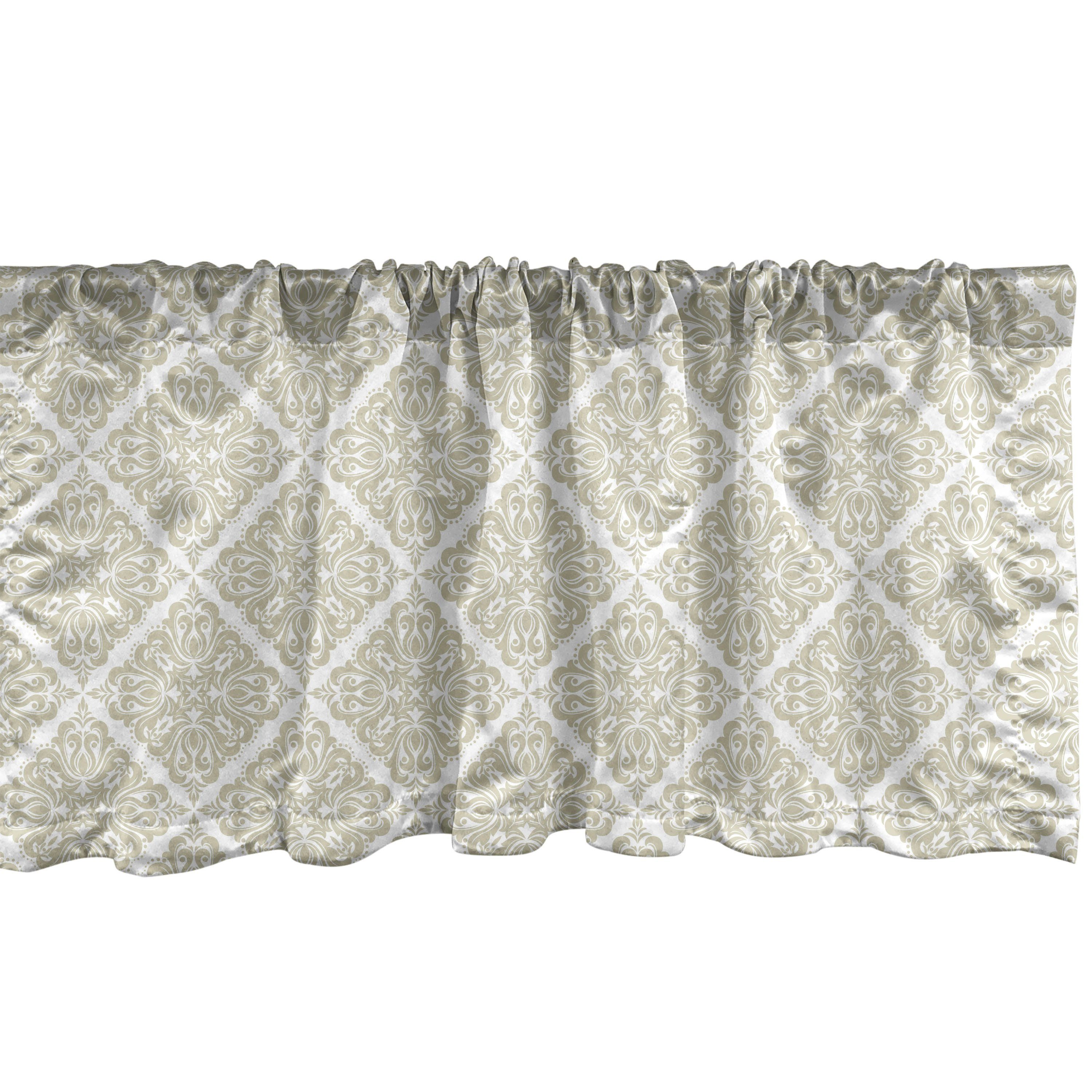 Scheibengardine Vorhang Volant für Küche Schlafzimmer Dekor mit Stangentasche, Abakuhaus, Microfaser, Damast Rhombus Stil Ivy Floral
